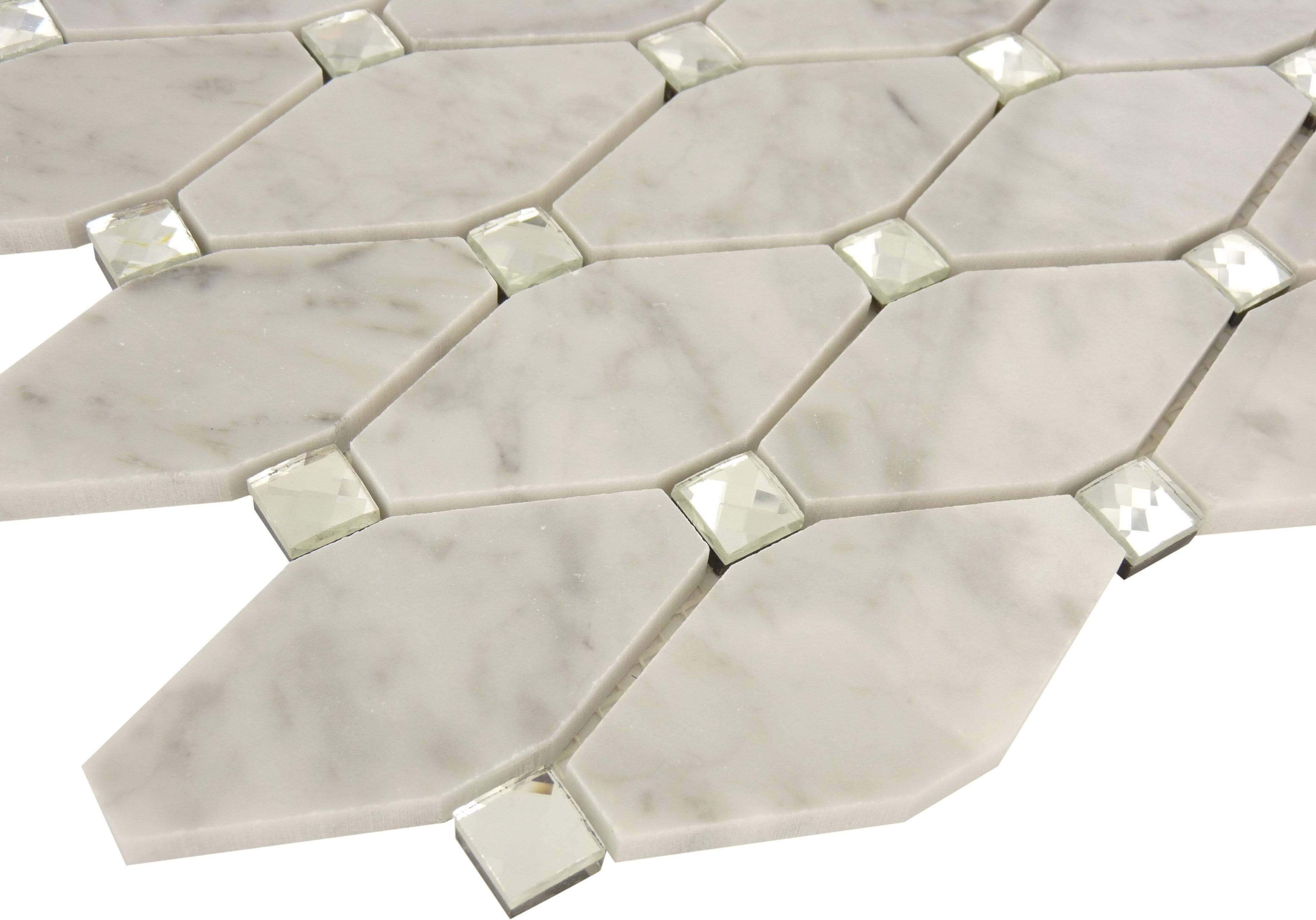 Imperial Cloud White Unique Shapes Glass & Stone Tile Euro Glass