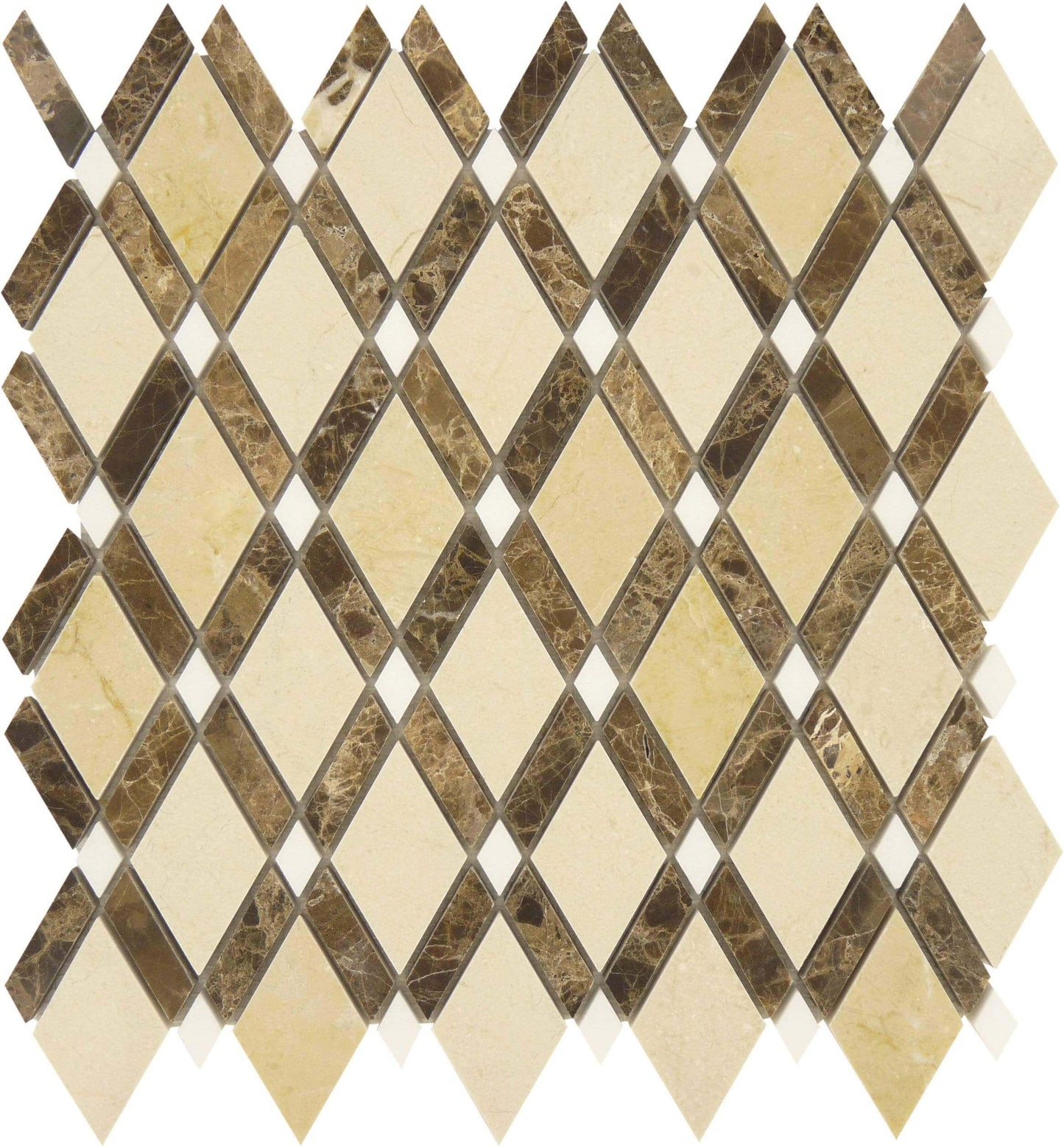 Crema Marfil & Emperador Dark Beige Diamond Polished Stone Tile Euro Glass