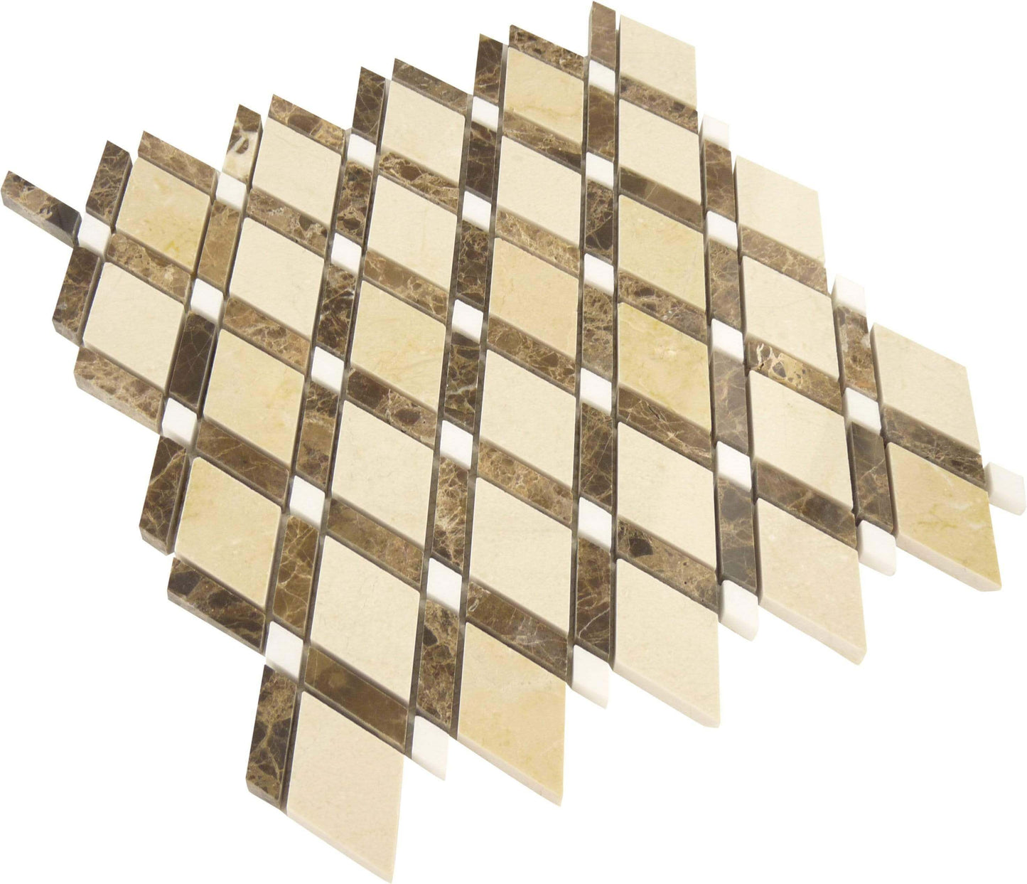 Crema Marfil & Emperador Dark Beige Diamond Polished Stone Tile Euro Glass