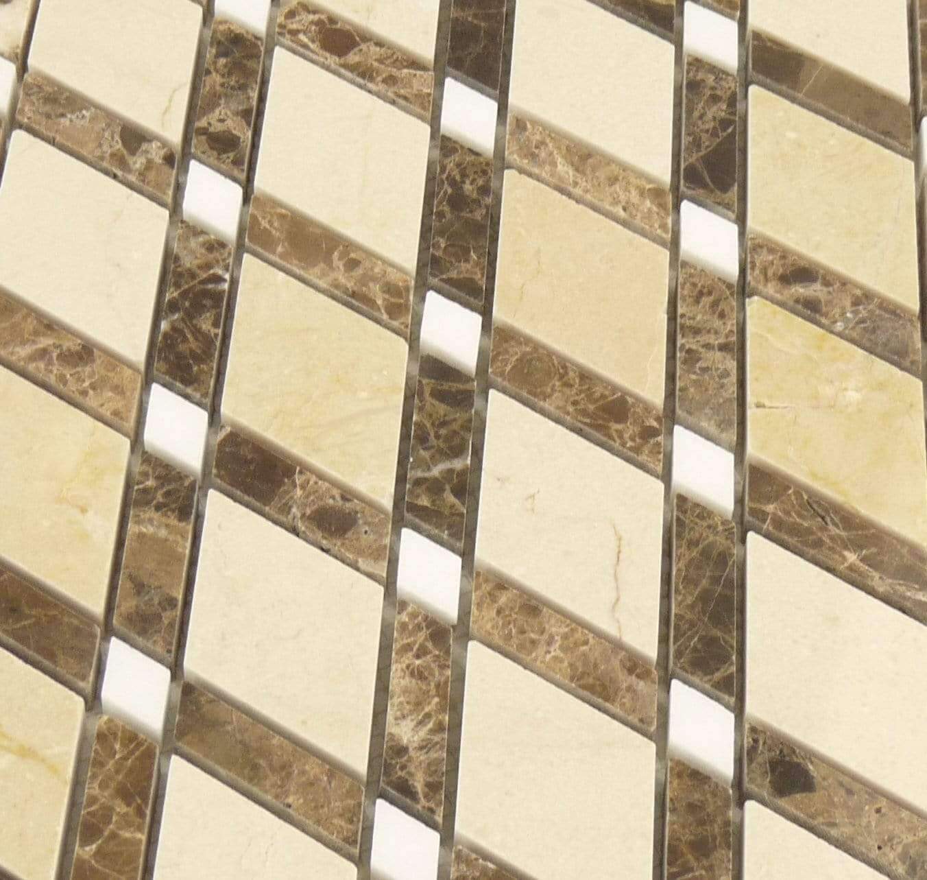 Crema Marfil & Emperador Dark Beige Diamond Polished Stone Tile Euro Glass