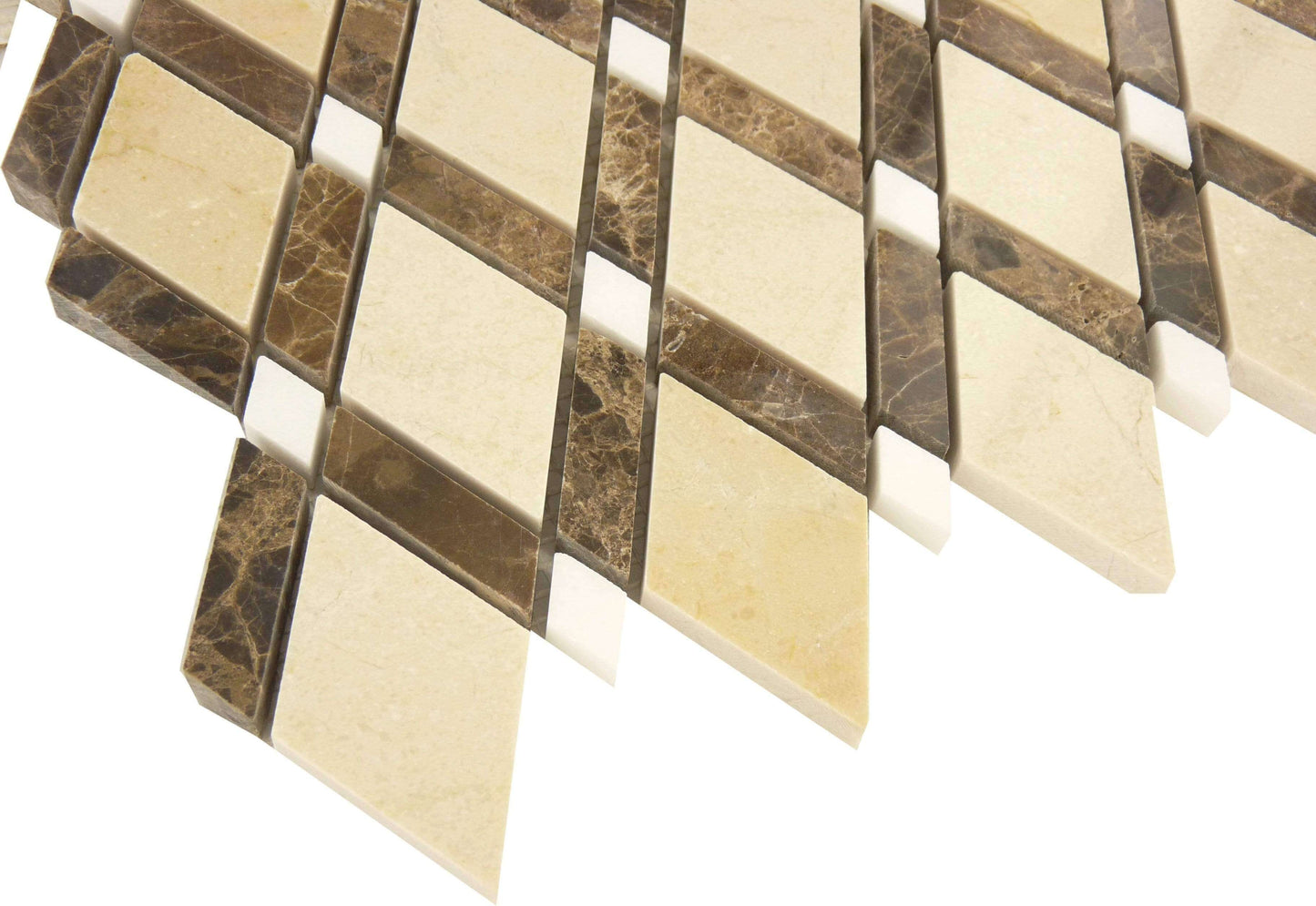 Crema Marfil & Emperador Dark Beige Diamond Polished Stone Tile Euro Glass