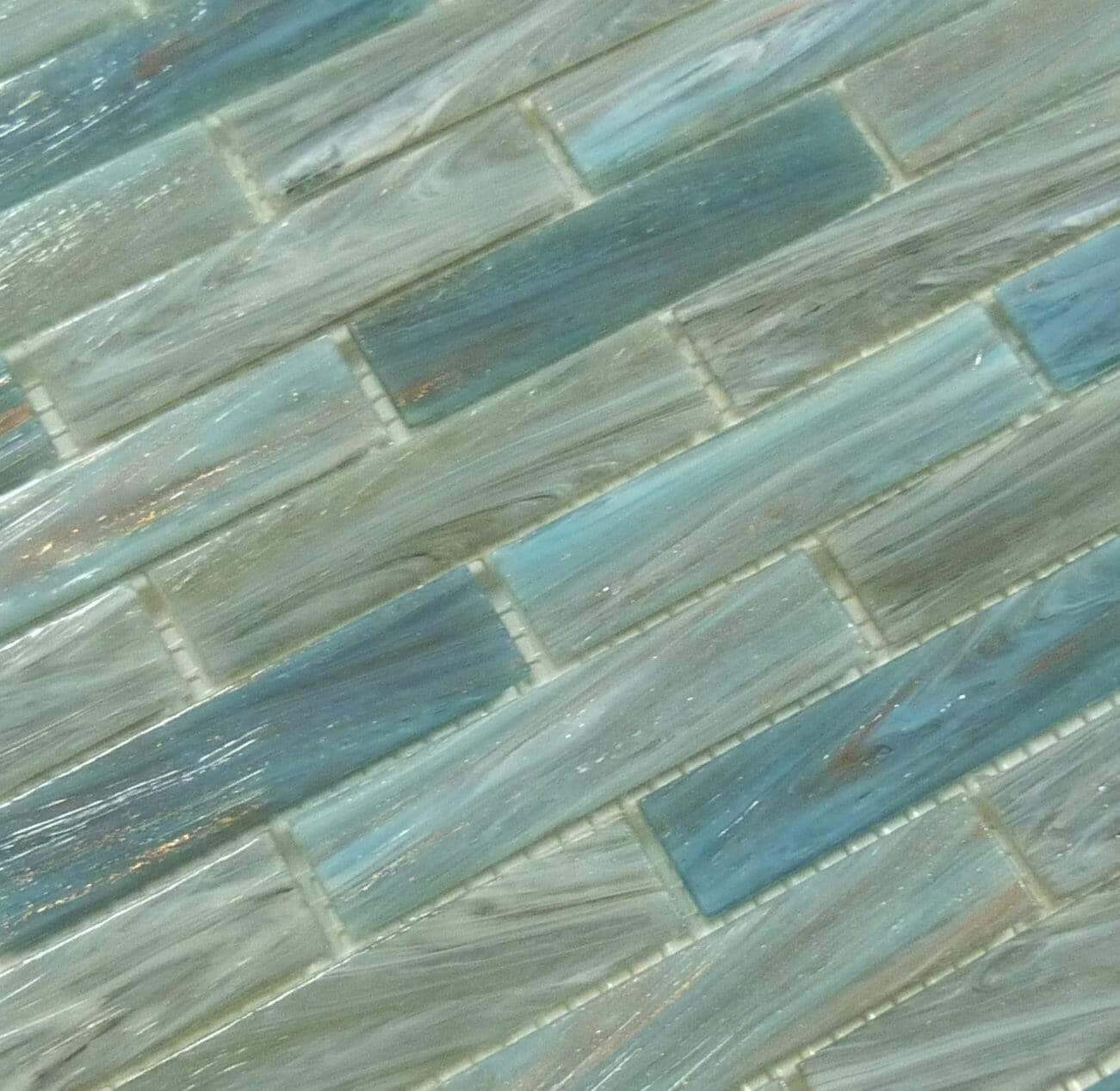 Oyster Cove Mellow Waters Blue 1" x 4" Glossy Glass Pool Tile Euro Glass