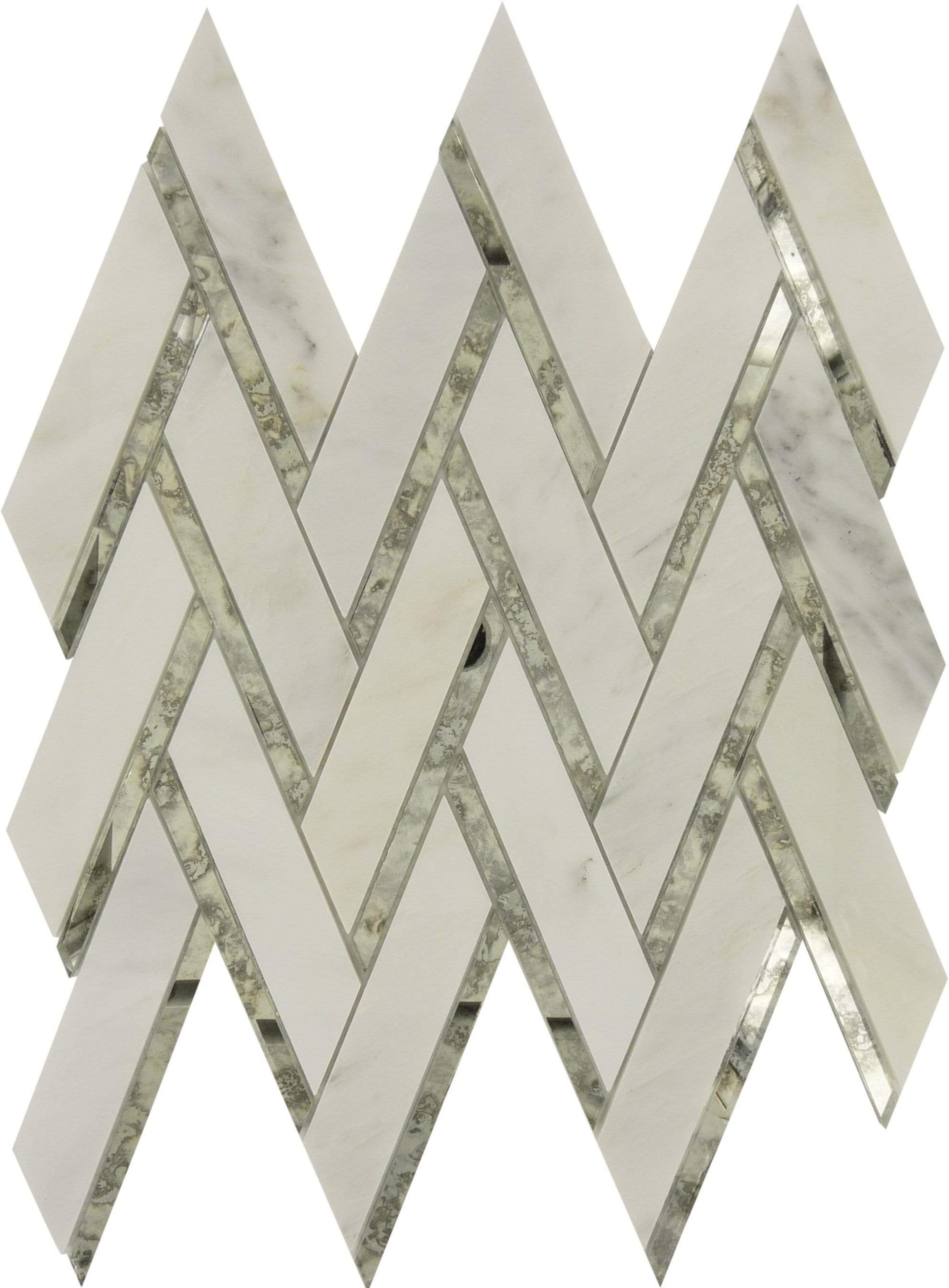 Peaks Harbor Ornate Crest Mirror & Stone Tile Euro Glass