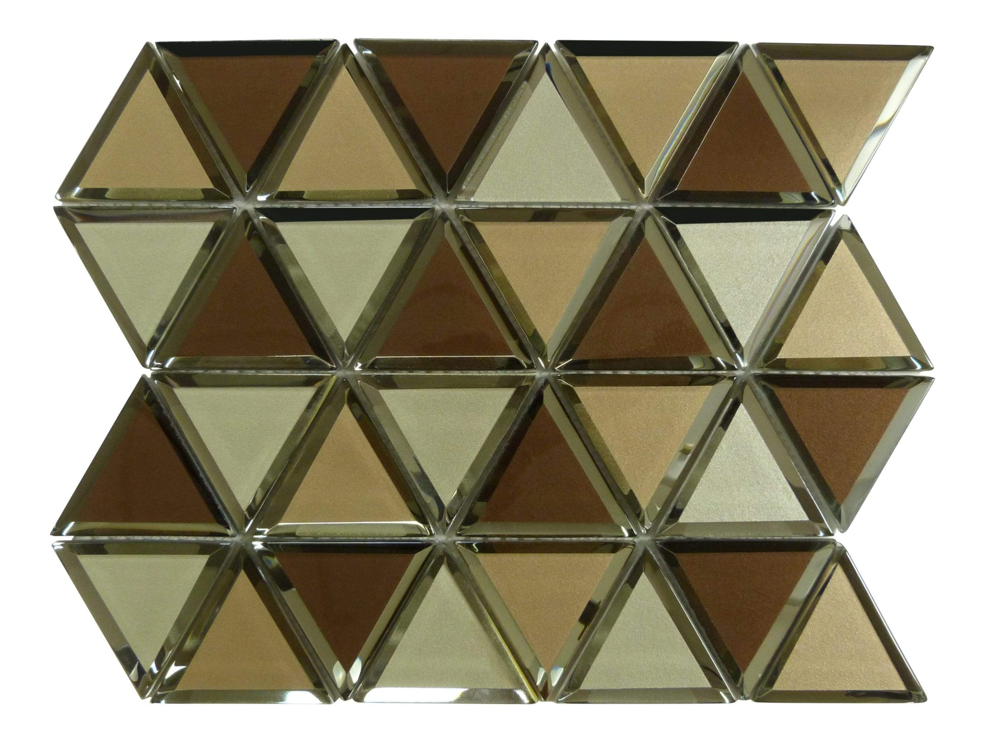 Pinwheel Gingertail Brown Inverted Bevel Triangle Metallic Glossy Glass Tile Euro Glass