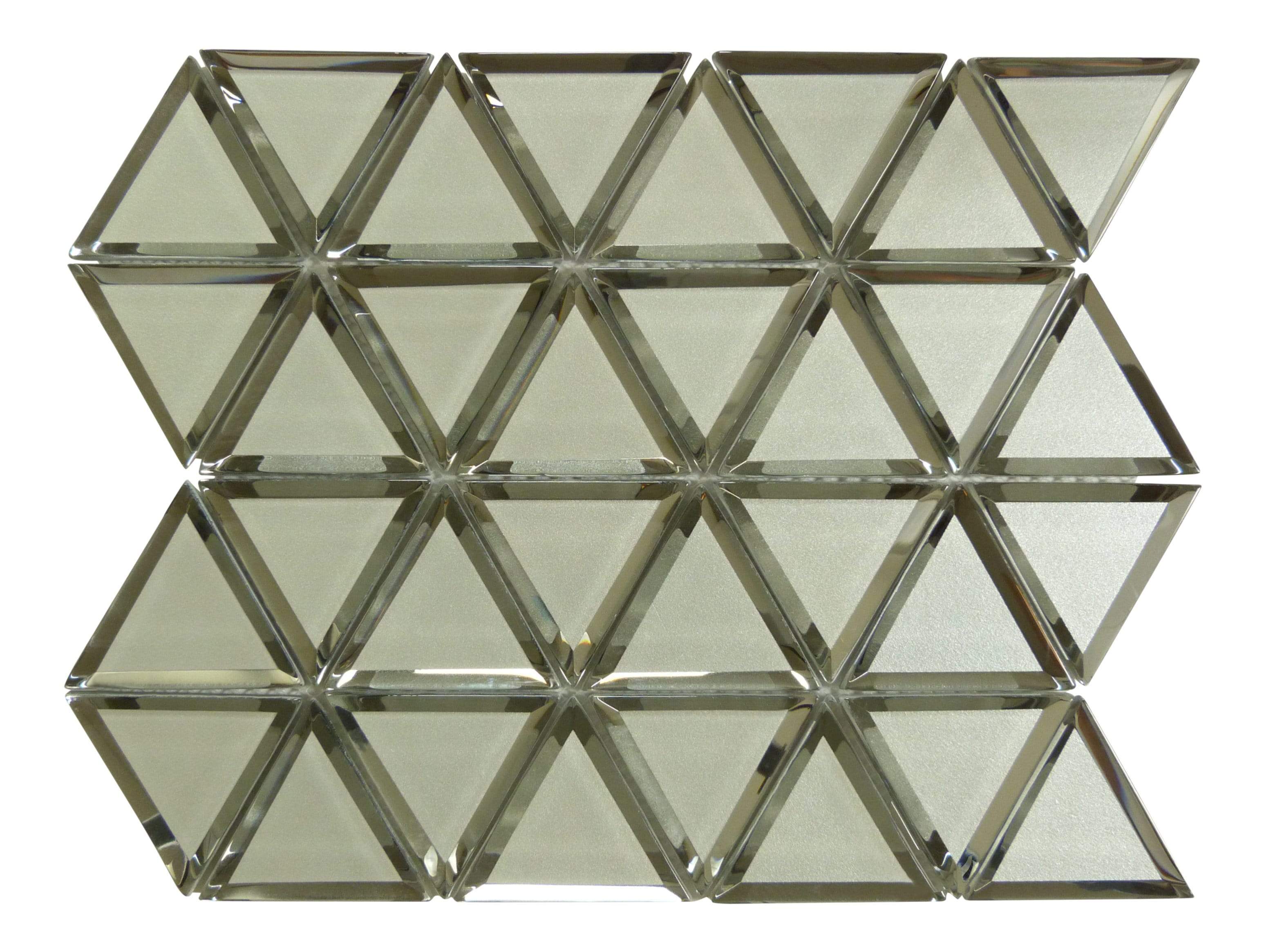 Pinwheel Halo Fantasy Silver Inverted Bevel Triangle Metallic Glossy Glass Tile Euro Glass