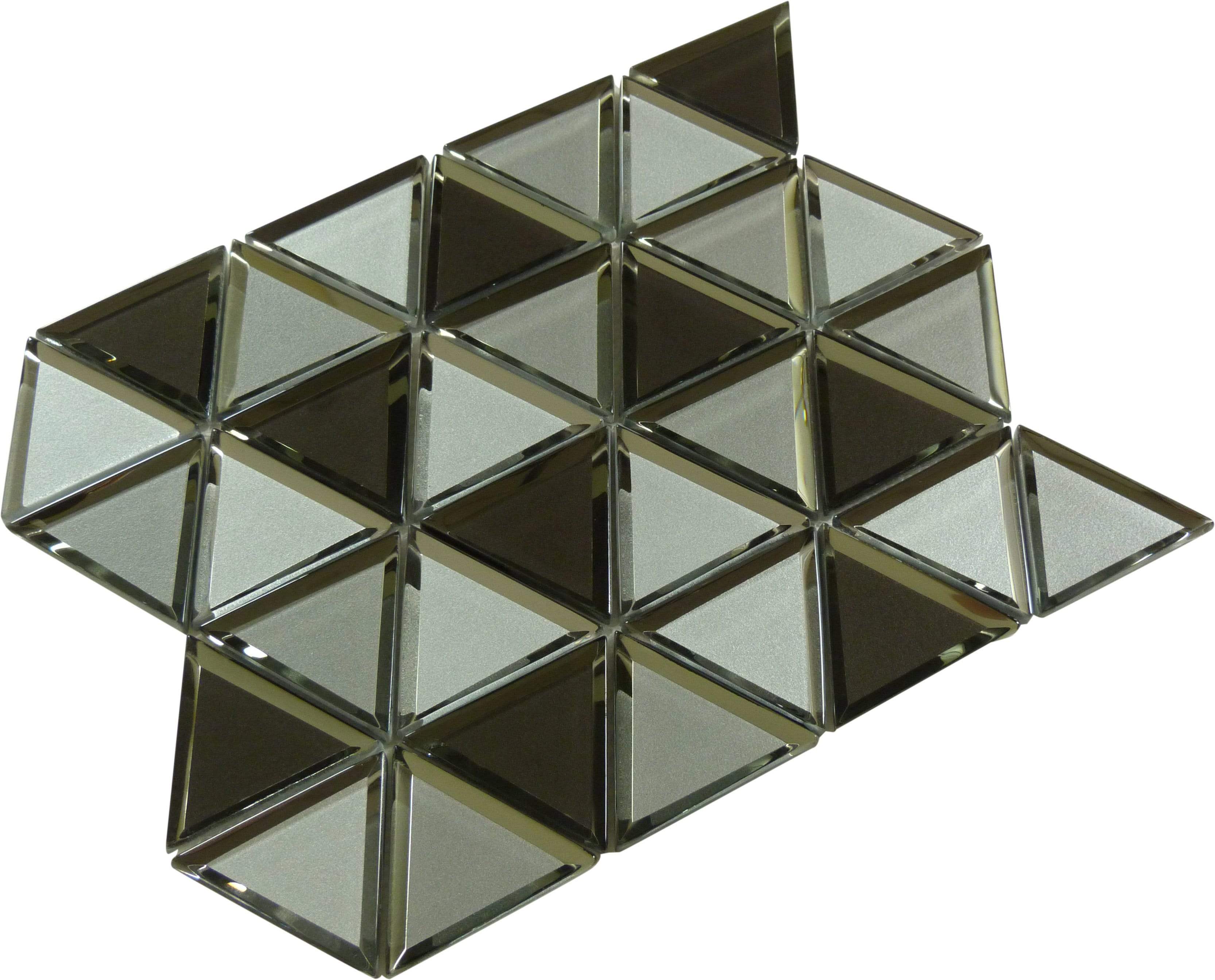 Pinwheel Rhino Wind Grey Inverted Bevel Triangle Metallic Glossy Glass Tile Euro Glass