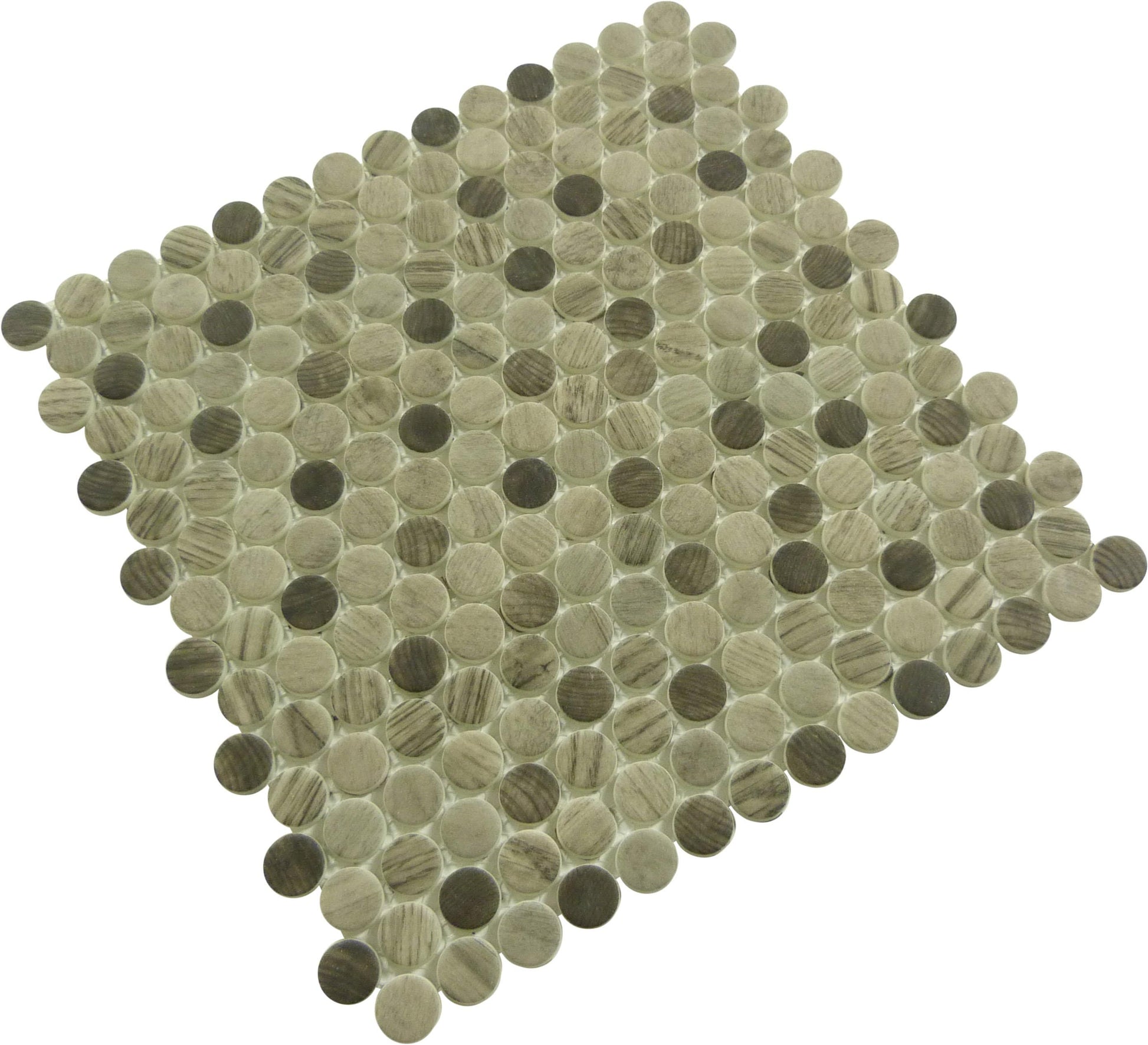 Polka Dot Southern Trail Brown Penny Round Recycled Matte Glass Tile Euro Glass