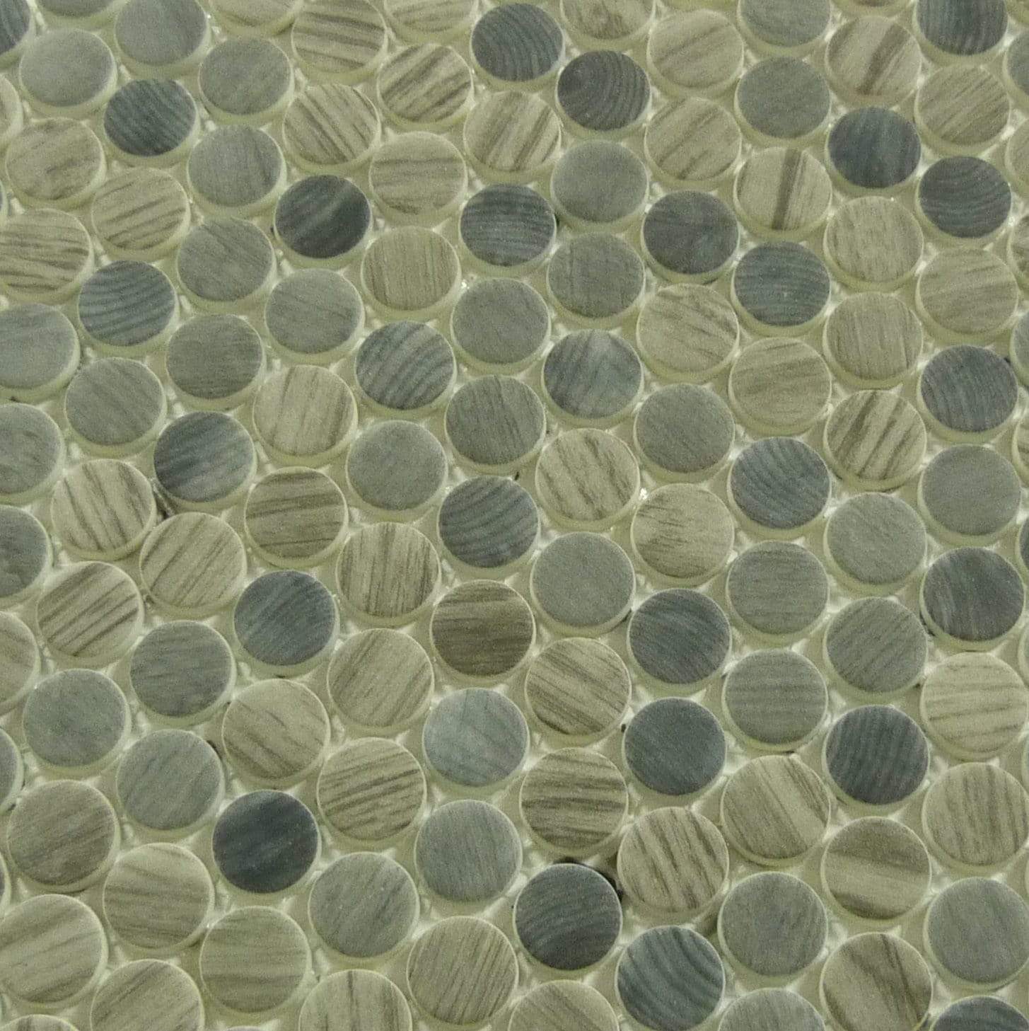 Polka Dot Umbel Grey Penny Round Recycled Matte Glass Tile Euro Glass