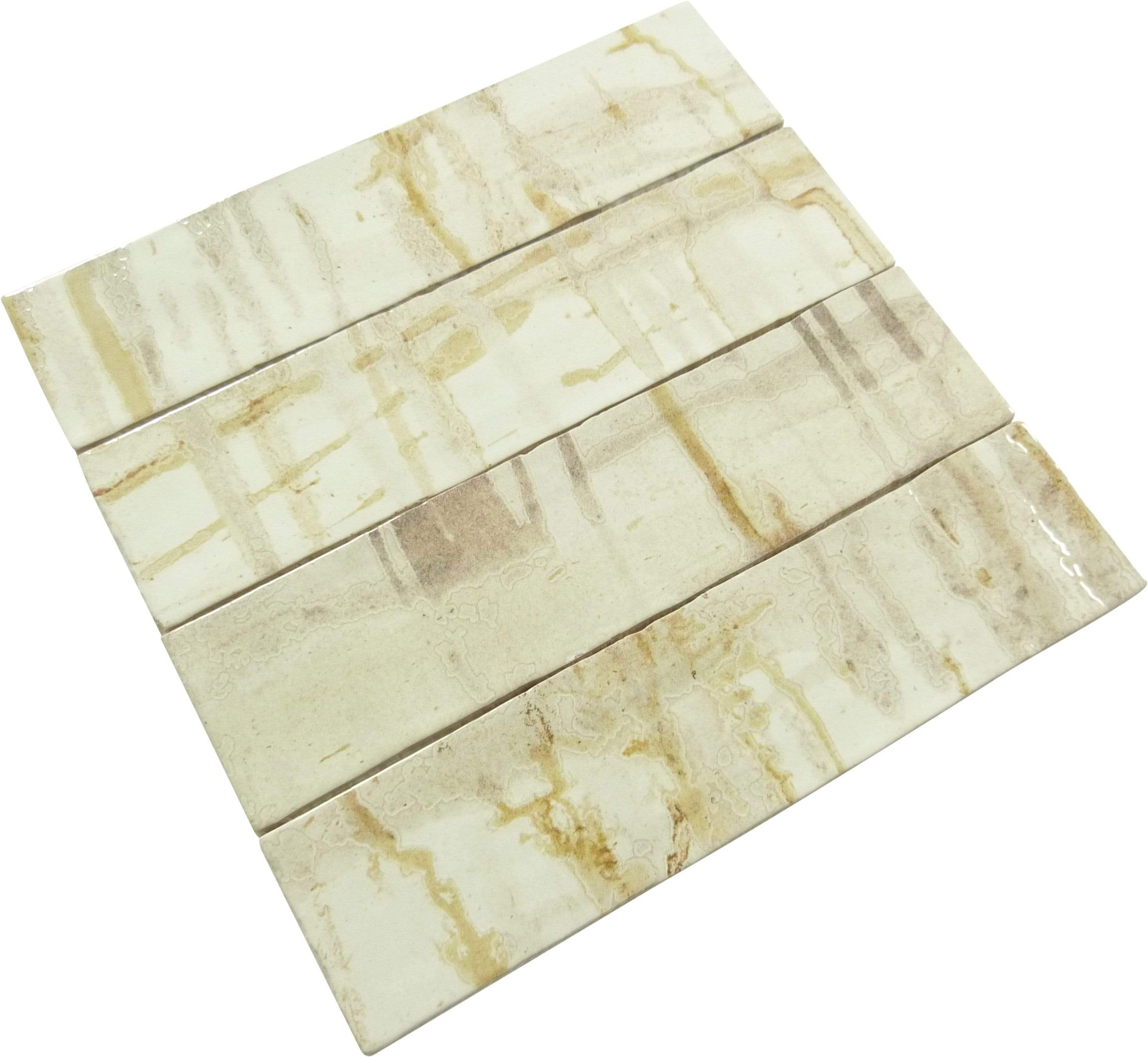 Princeton Glaze Aged Elegance Beige 3'' x 12" Glossy & Matte Ceramic Subway Tile Euro Glass