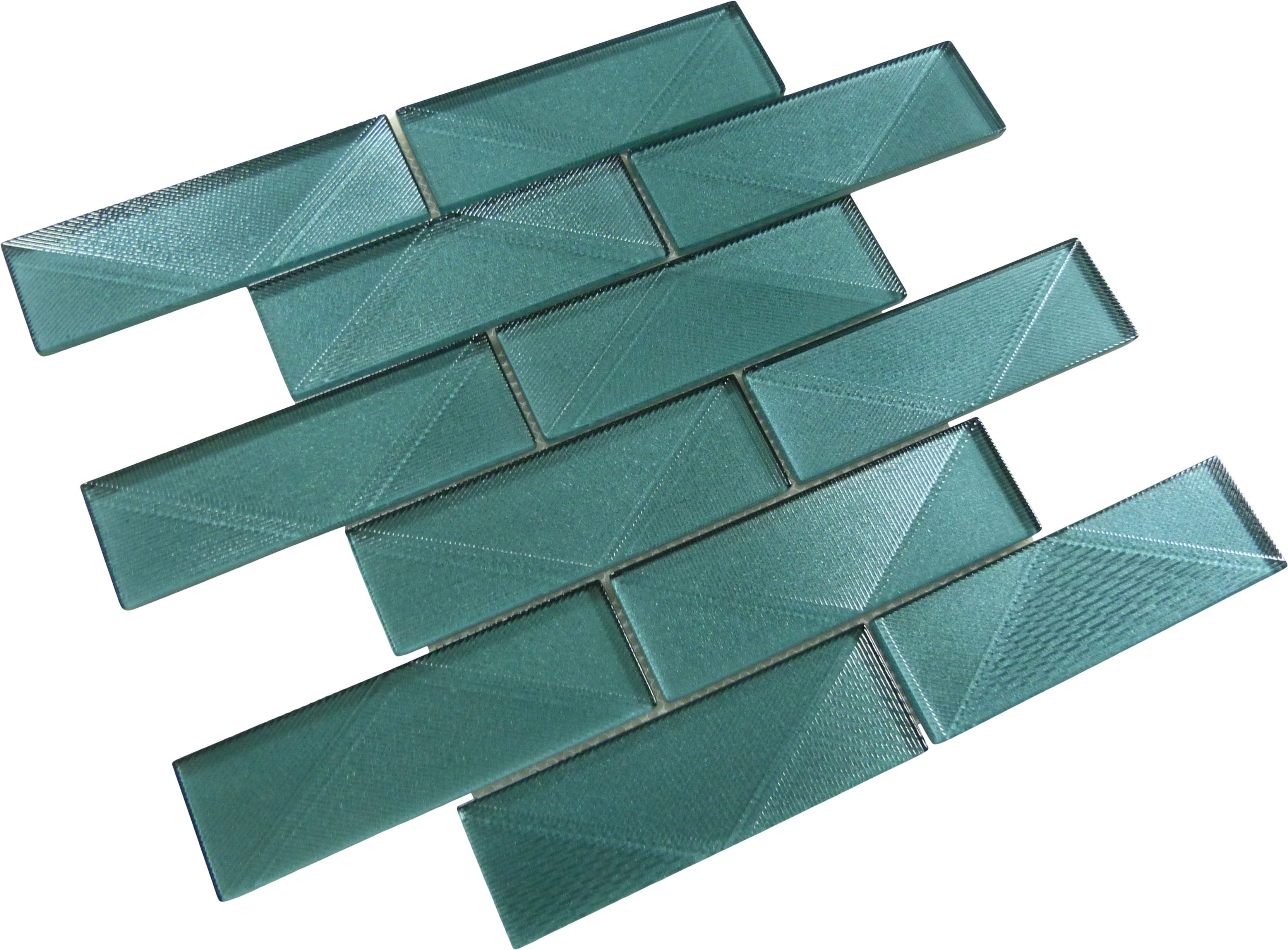 Pyradime Coastal Breeze Green 2x6 Glossy Glass Tile Euro Glass