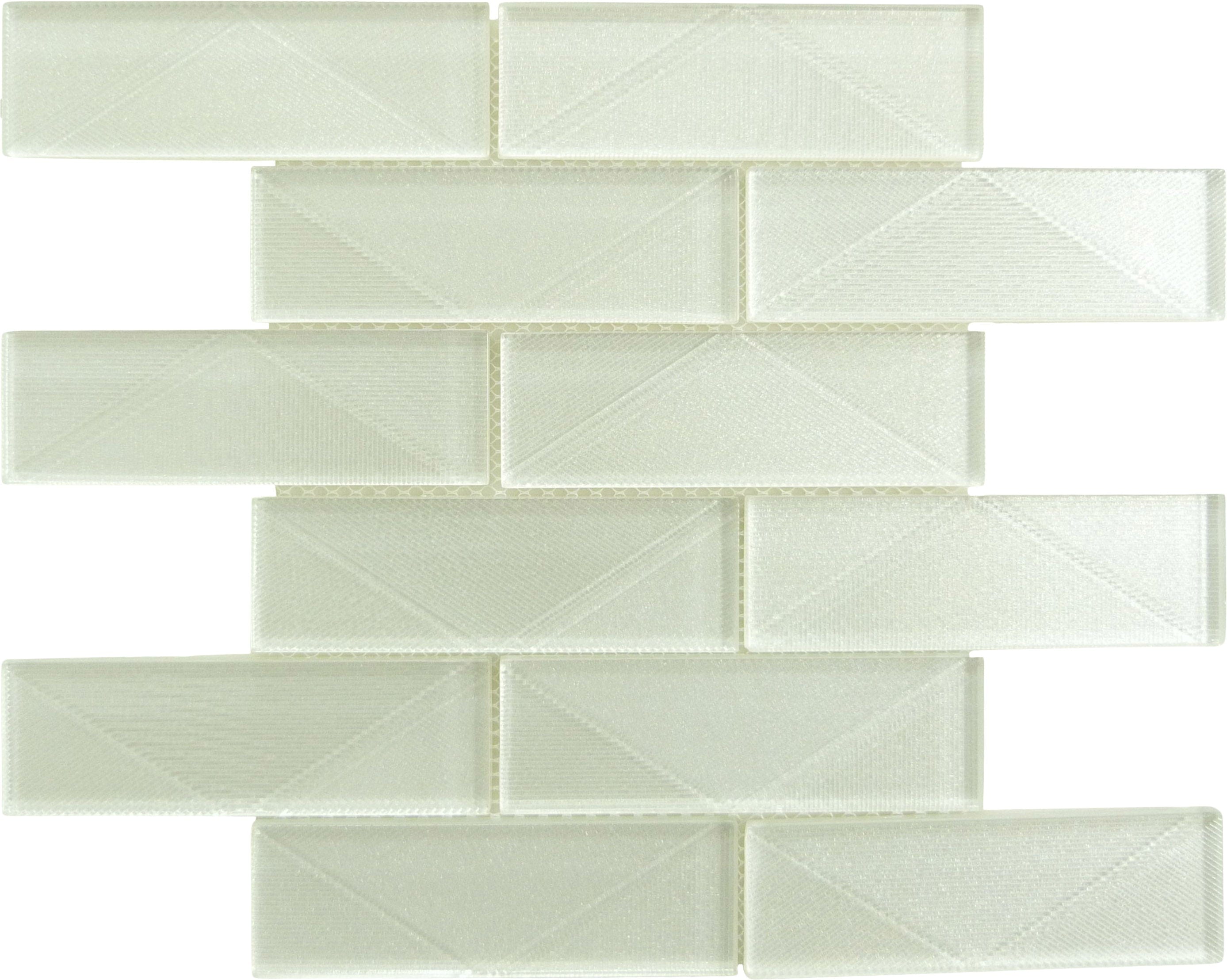 Pyradime Haven Olite White 2x6 Glossy Glass Tile Euro Glass