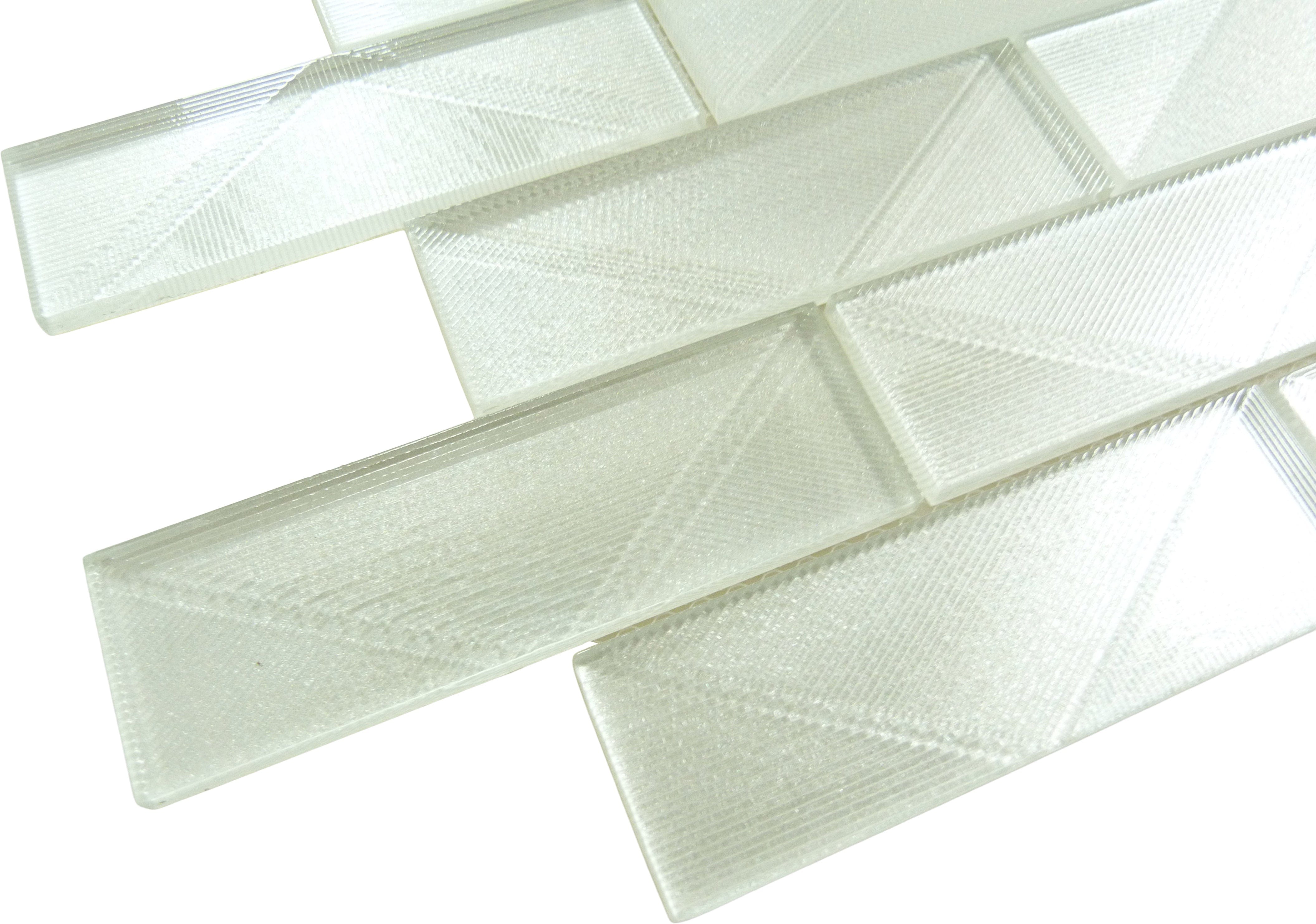 Pyradime Haven Olite White 2x6 Glossy Glass Tile Euro Glass