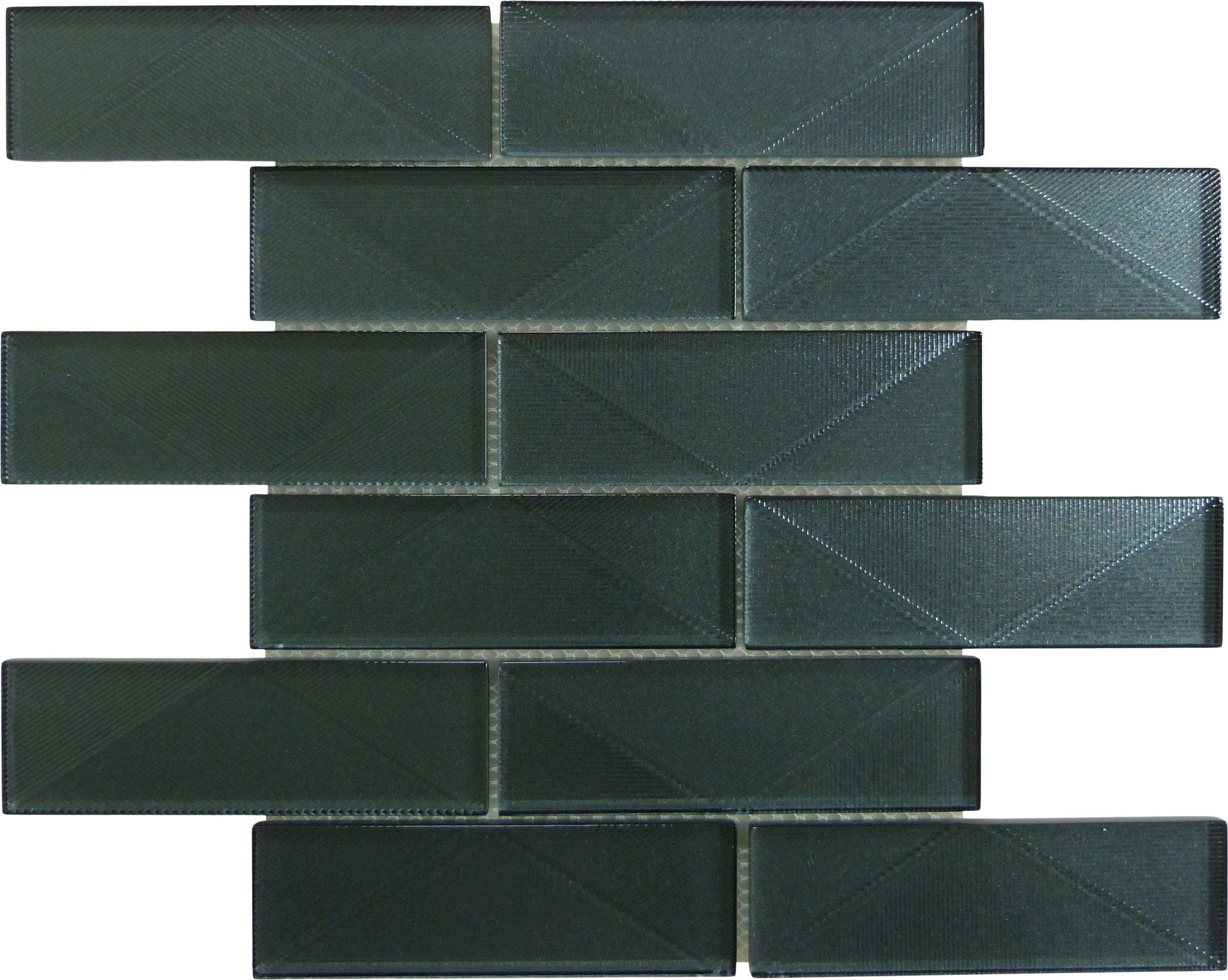 Pyradime Jaspin Maze Grey 2x6 Glossy Glass Tile Euro Glass