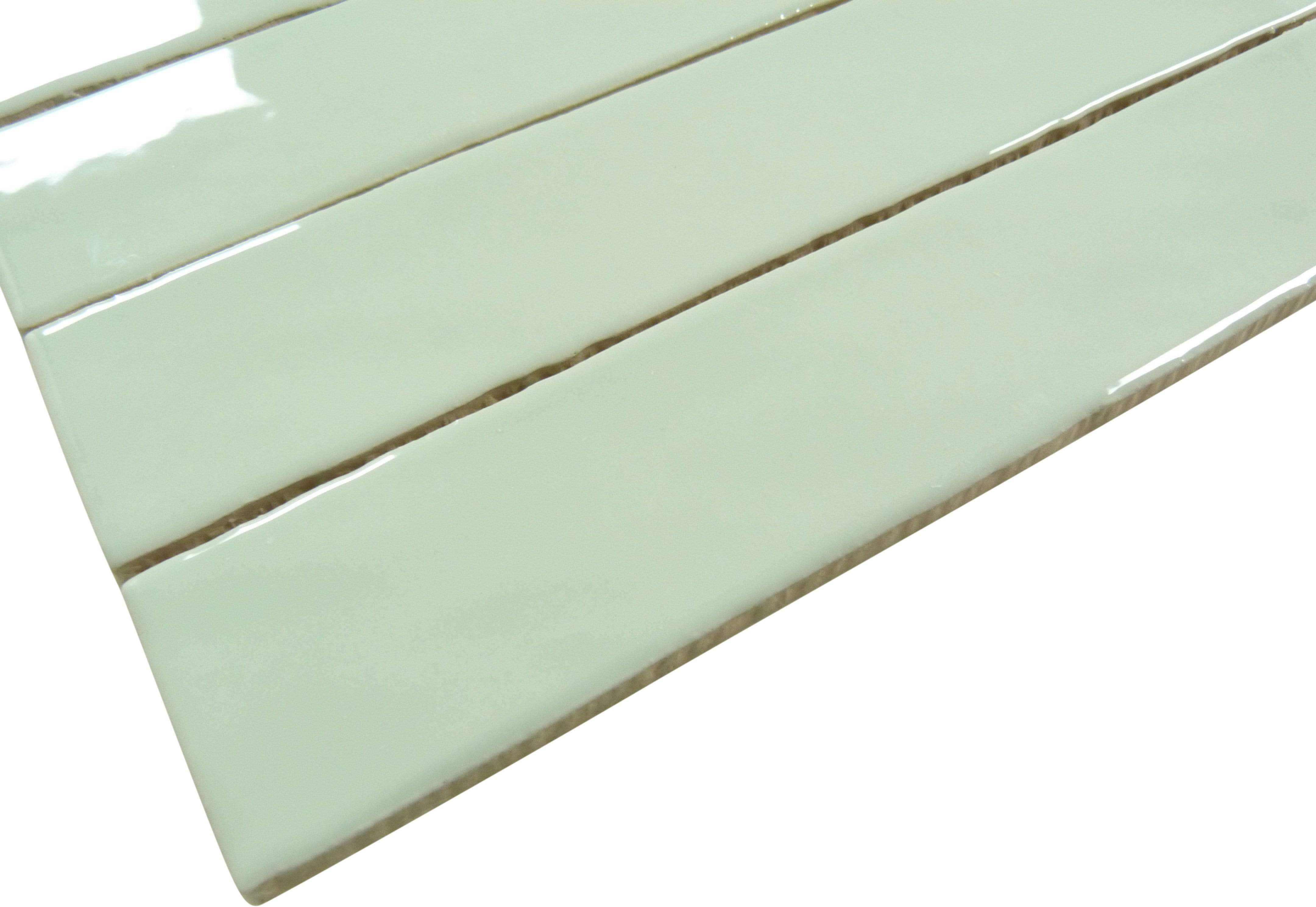 Quelline Avocard Mint Green 2" x 10" Glossy Ceramic Tile Euro Glass