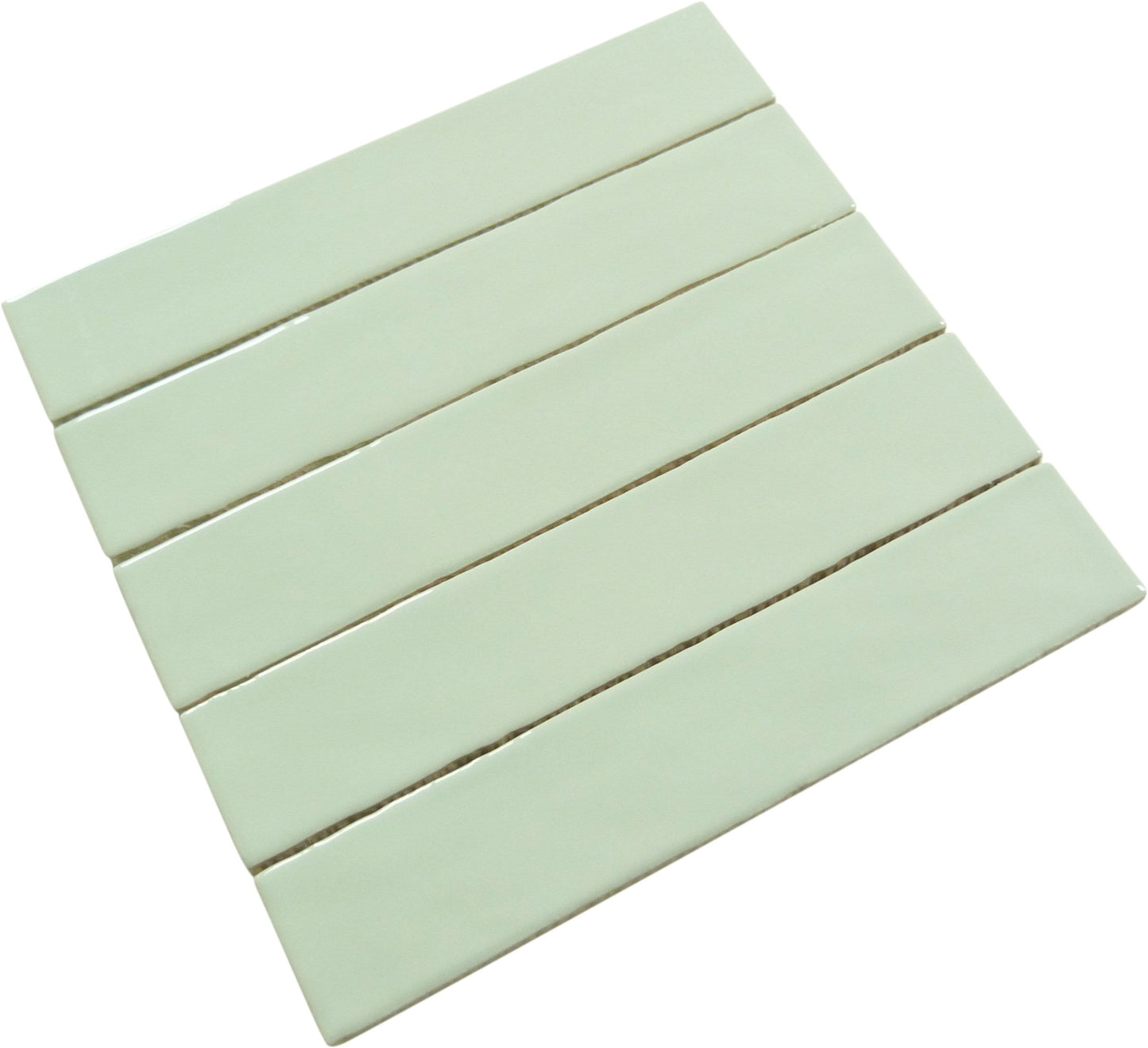 Quelline Avocard Mint Green 2" x 10" Glossy Ceramic Tile Euro Glass