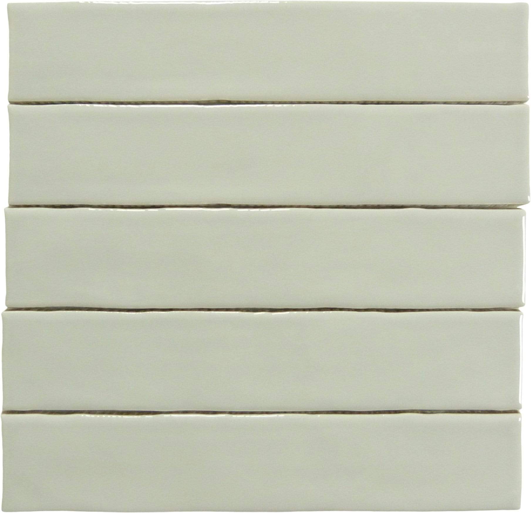 Quelline Earnest Light Grey 2" x 10" Glossy Ceramic Tile Euro Glass