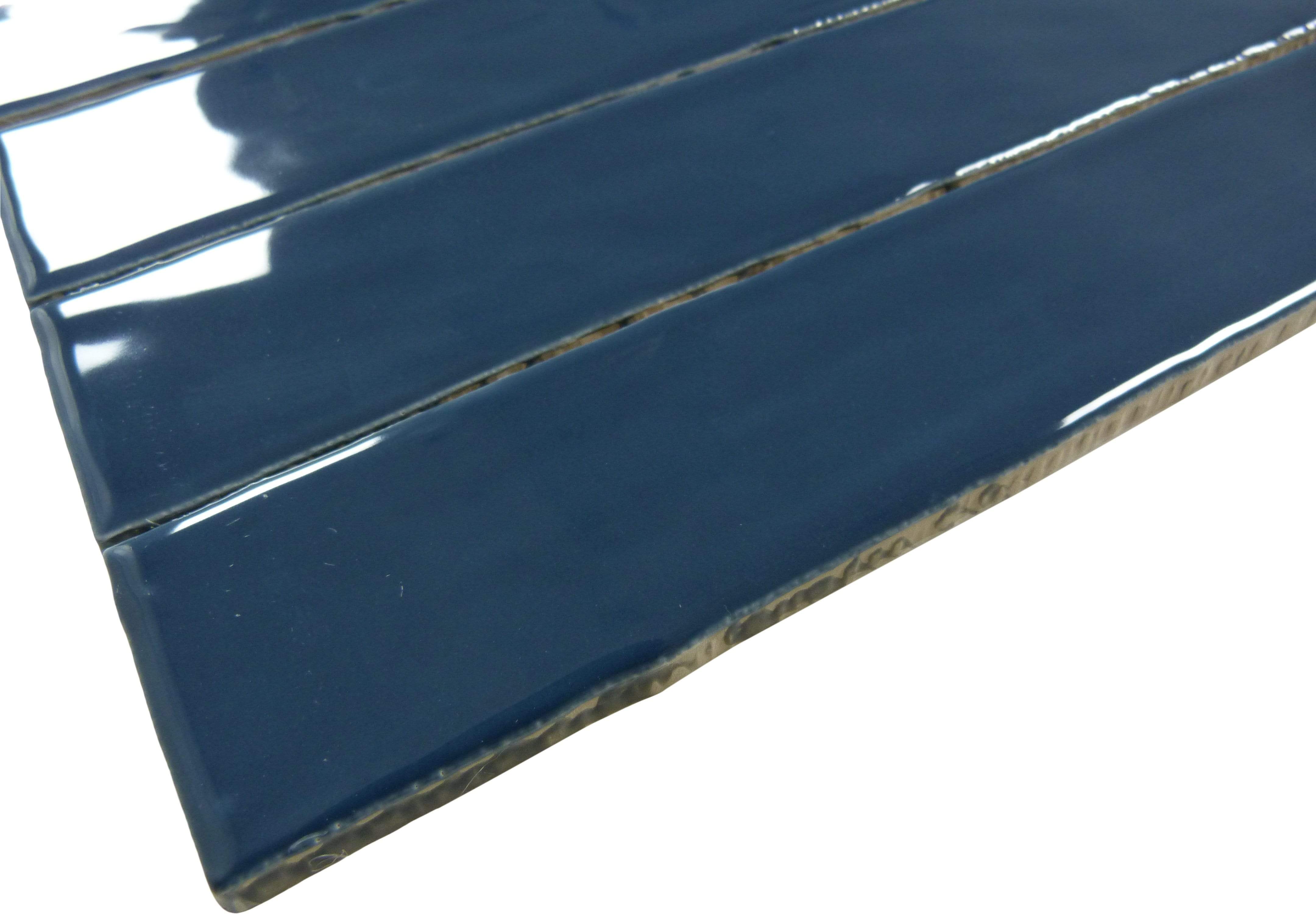 Quelline Mid Royale Blue 2" x 10" Glossy Ceramic Tile Euro Glass