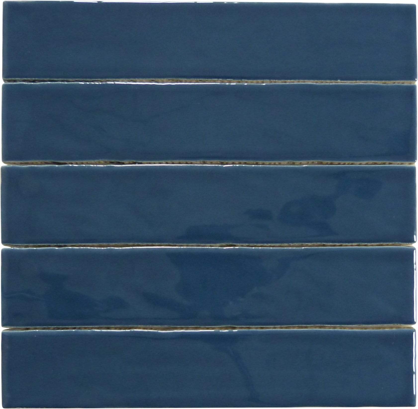 Quelline Mid Royale Blue 2" x 10" Glossy Ceramic Tile Euro Glass