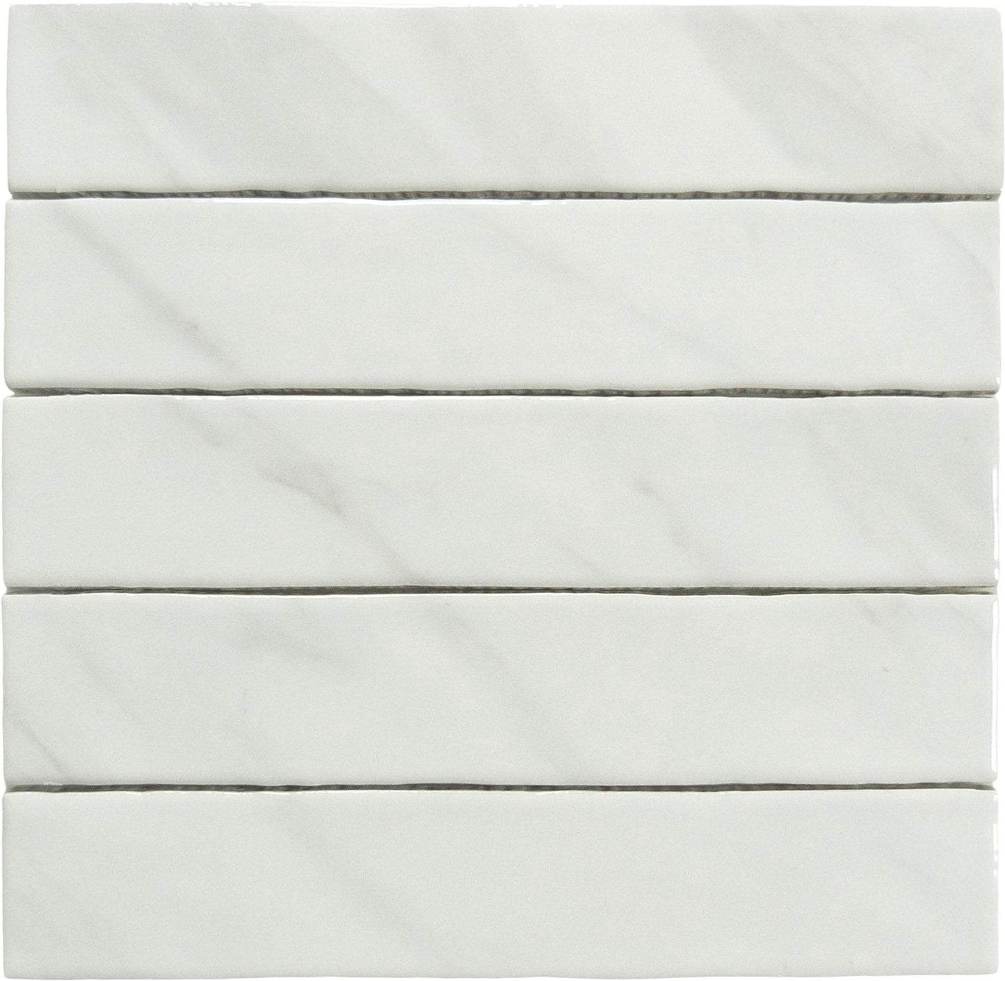 Quelline Rolling Ice White 2x10 Glossy Ceramic Tile Euro Glass