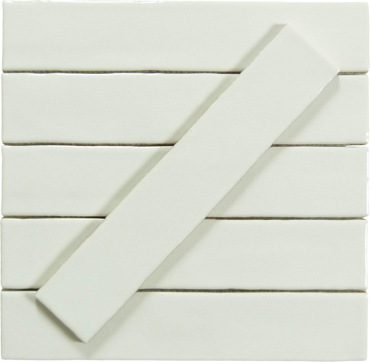 Quelline Striking Glare White 2" x 10" Glossy Ceramic Tile Euro Glass