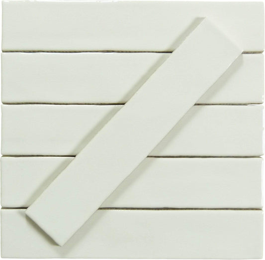 Quelline Striking Glare White 2" x 10" Glossy Ceramic Tile Euro Glass