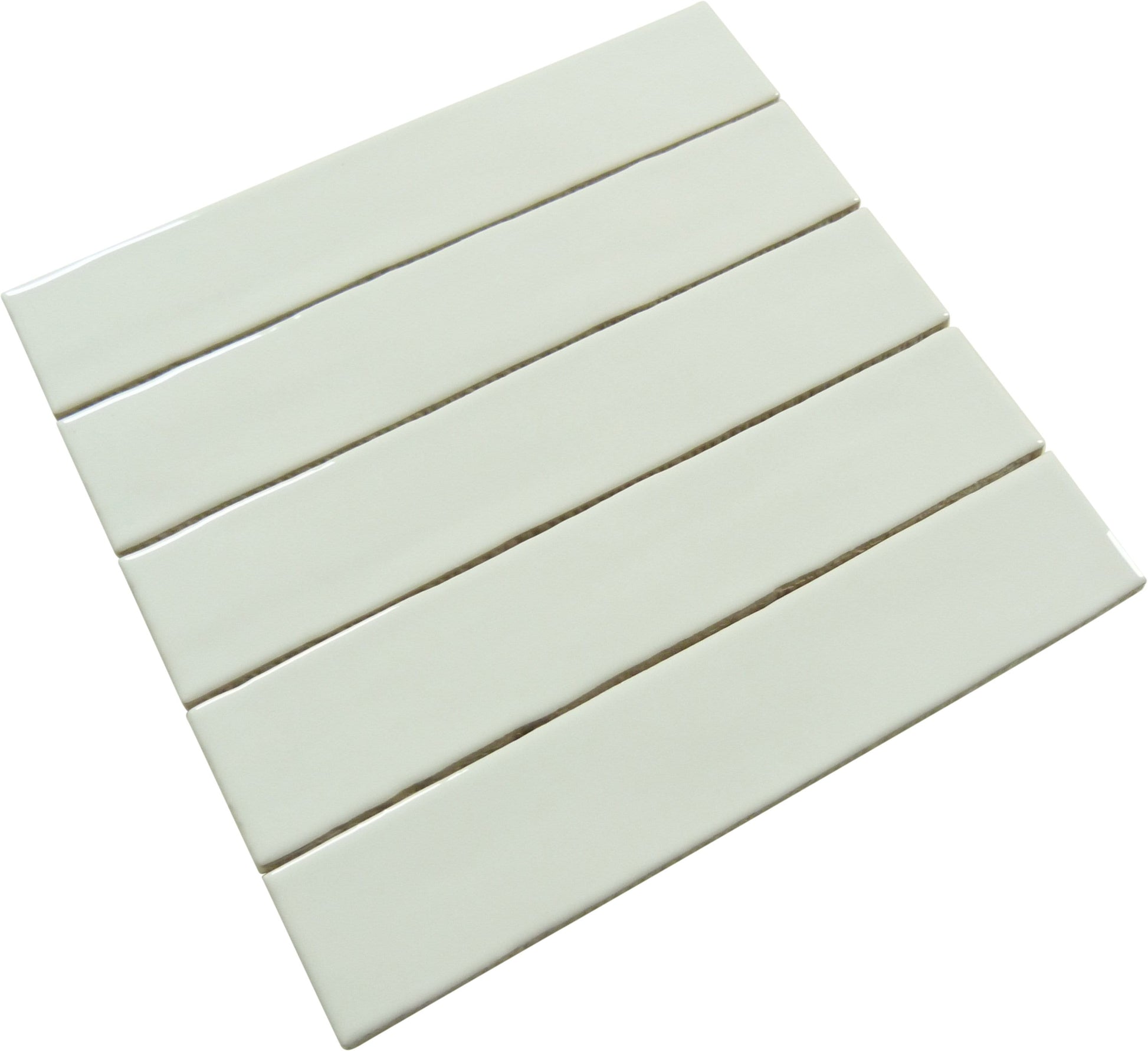 Quelline Striking Glare White 2" x 10" Glossy Ceramic Tile Euro Glass