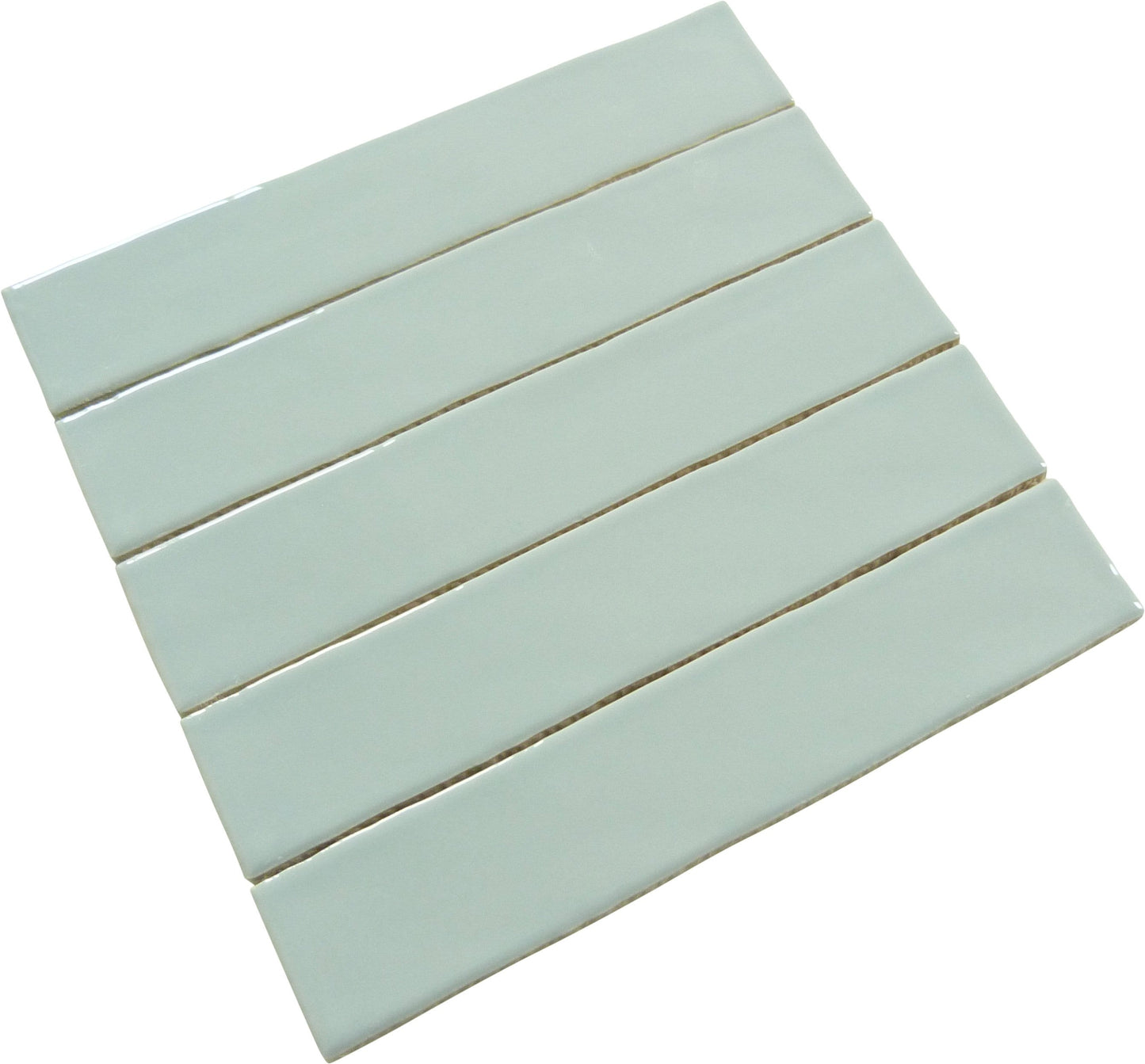 Quelline Velveteen Sky Grey 2" x 10" Glossy Ceramic Tile Euro Glass