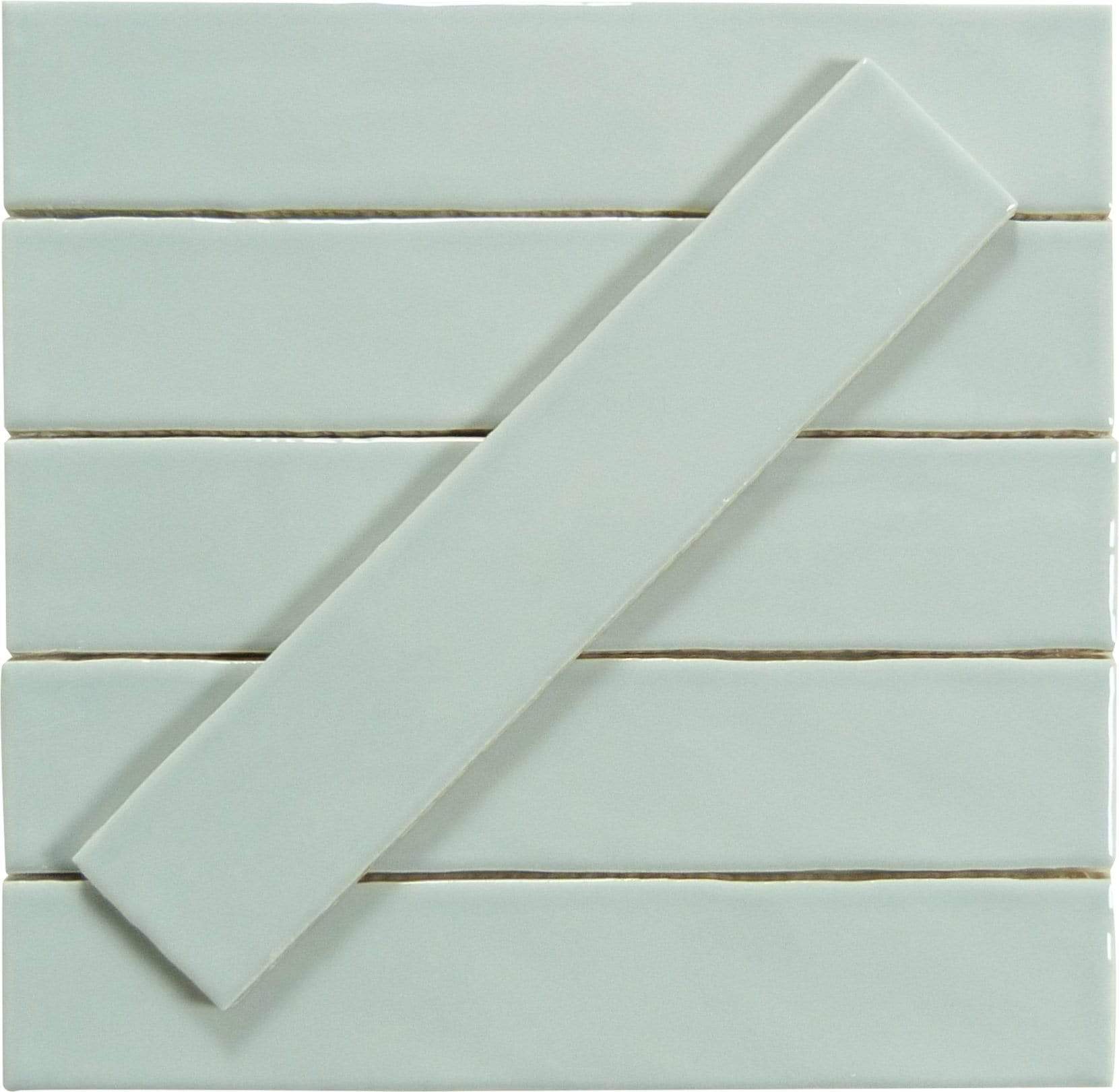Quelline Velveteen Sky Grey 2" x 10" Glossy Ceramic Tile Euro Glass