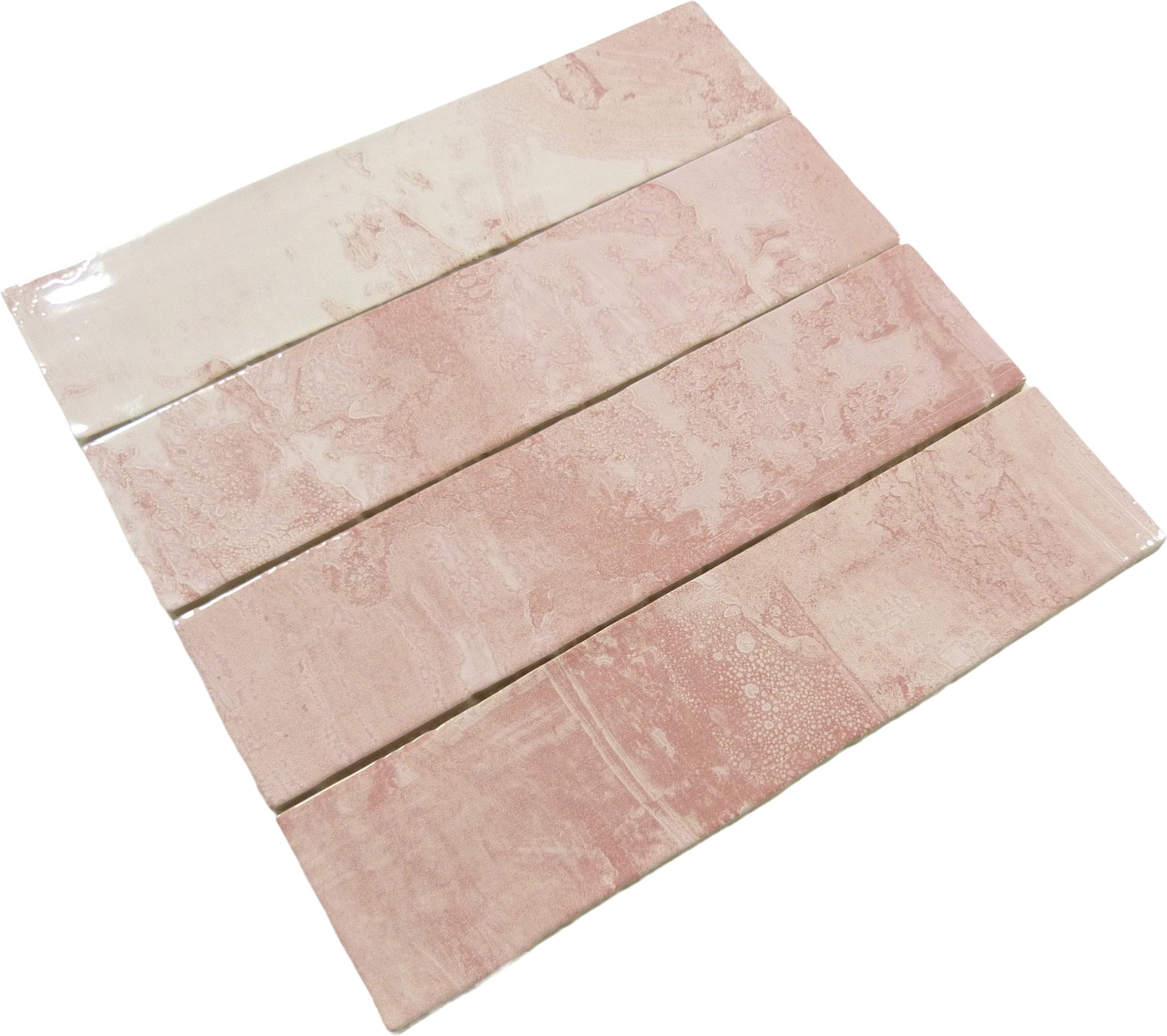 Rain Drops Pink Dew Pink 3x12 Glossy Ceramic Tile Euro Glass