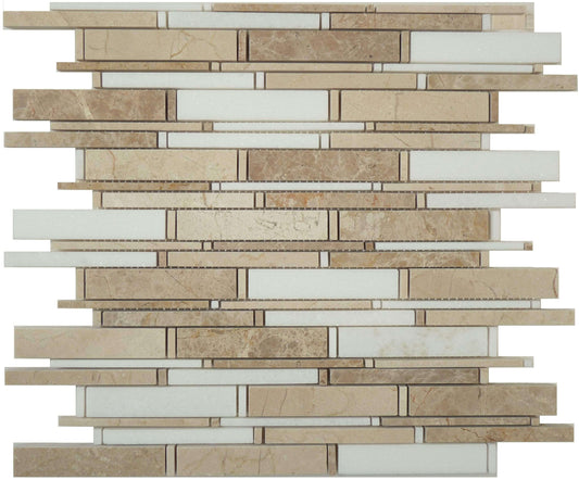 Cascade Light Mix Random Brick Polished Stone Tile Euro Glass