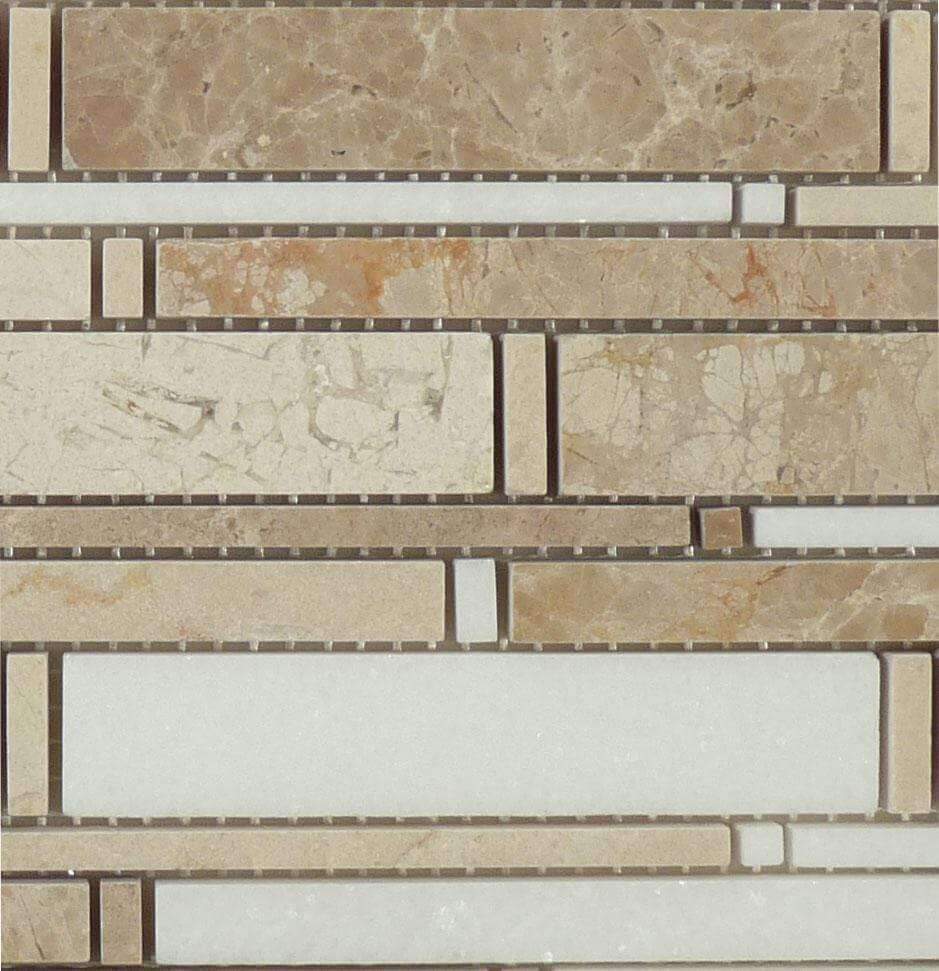 Cascade Light Mix Random Brick Polished Stone Tile Euro Glass