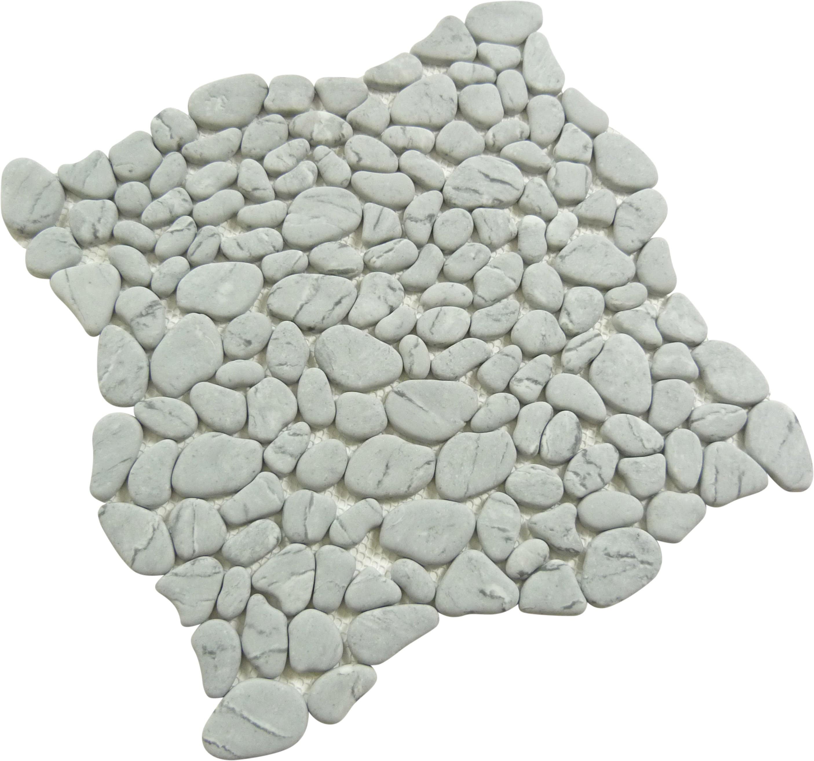 Riverbed Flowing Ravine Grey Pebble Recycled Matte Glass Tile Euro Glass