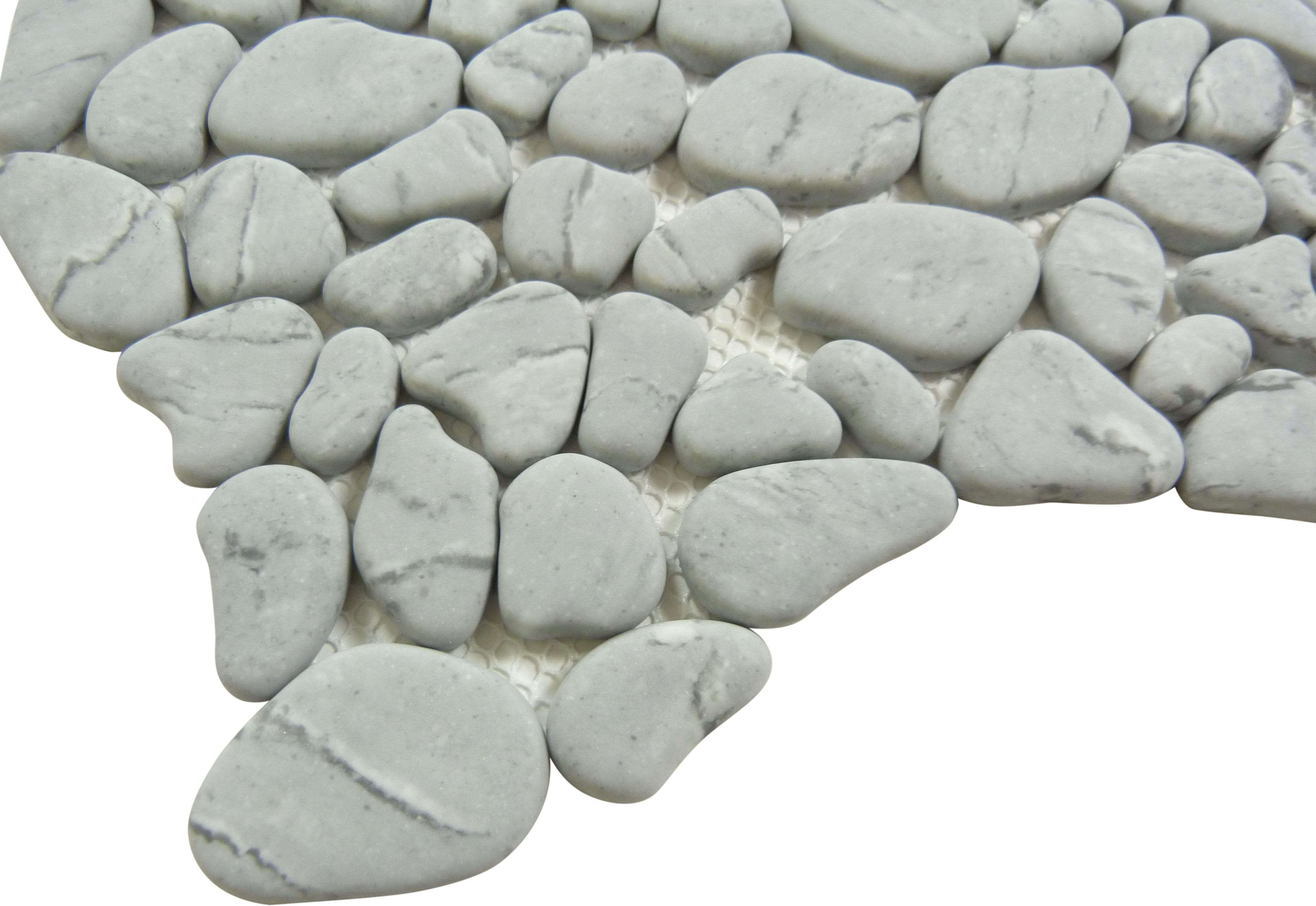 Riverbed Flowing Ravine Grey Pebble Recycled Matte Glass Tile Euro Glass