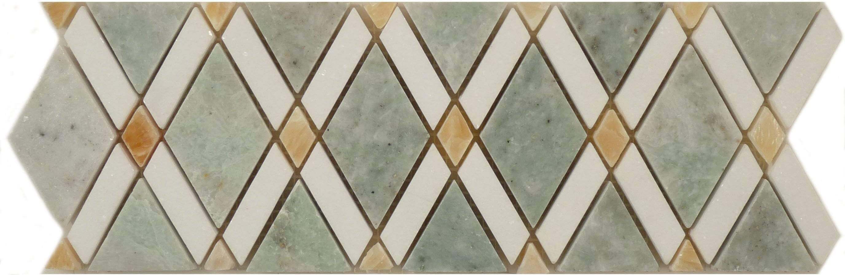 Ming Green Light Border DS-580L Green Diamond Stone Polished Tile Euro Glass