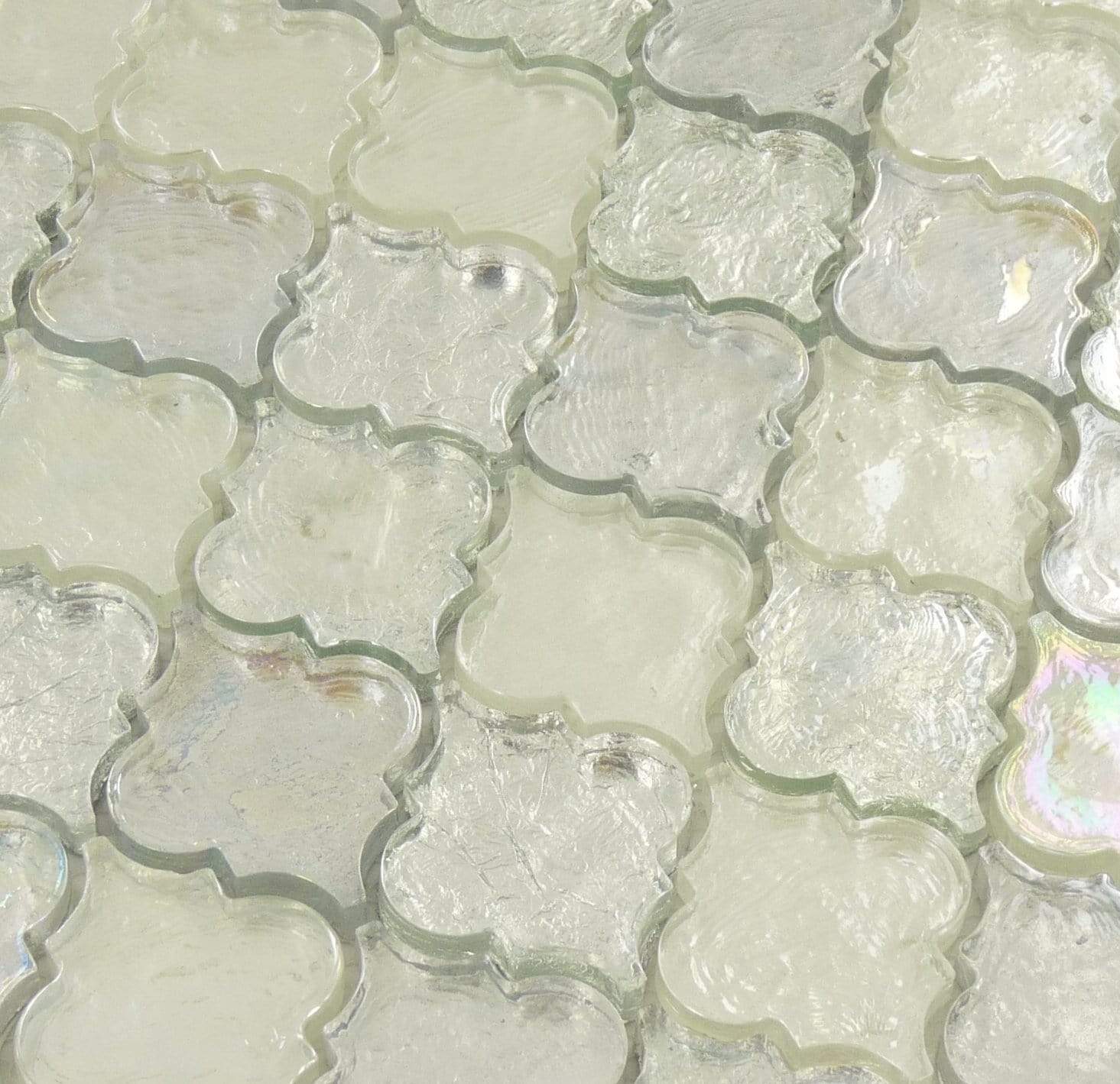 April Shower Silver Glossy & Iridescent Glass Tile Euro Glass