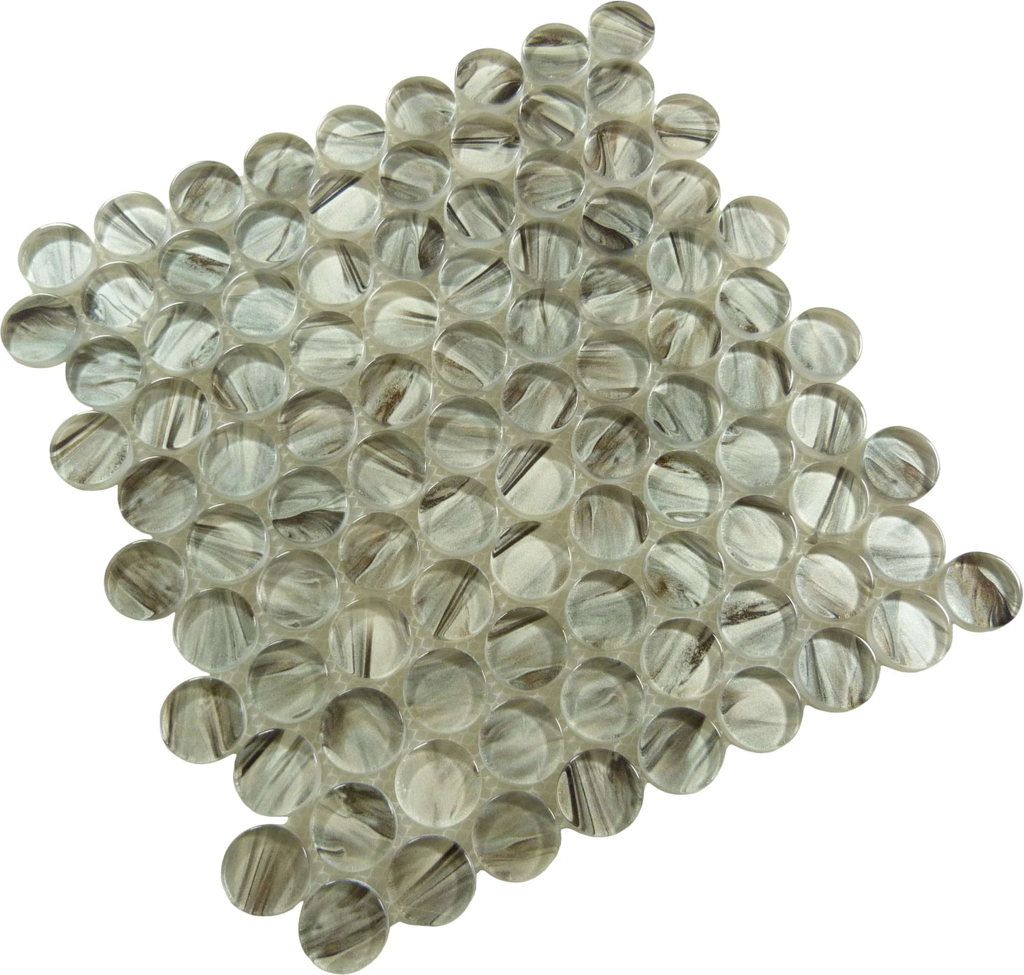 Spheres Raphaello Brown Penny Round Glossy Glass Tile Euro Glass