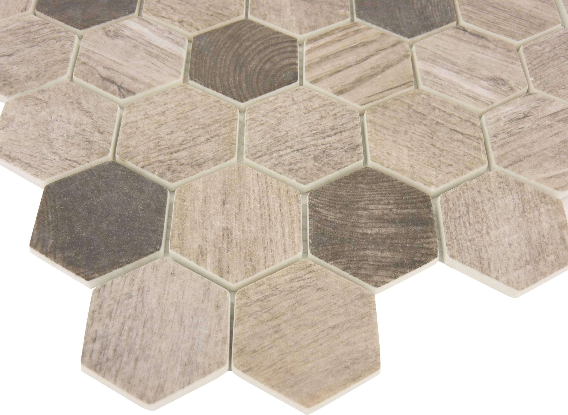 Tawny Oak Brown Hexagon Recycled Matte Glass Tile Euro Glass