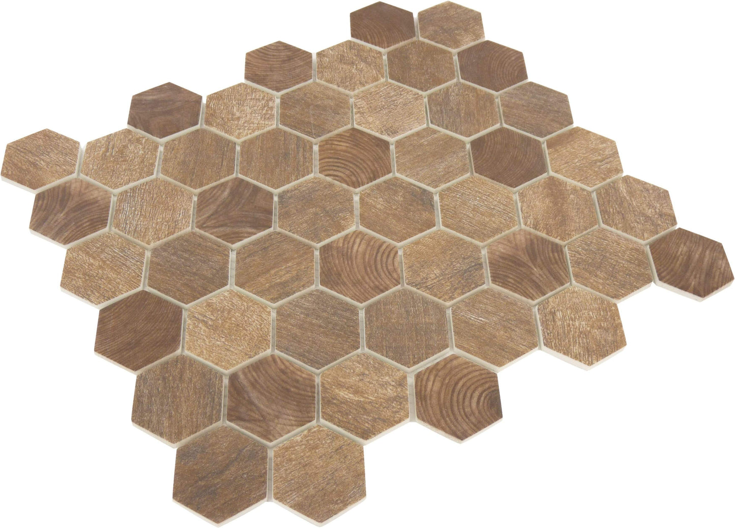 Autumn Maple Brown Hexagon Recycled Matte Glass Tile Euro Glass