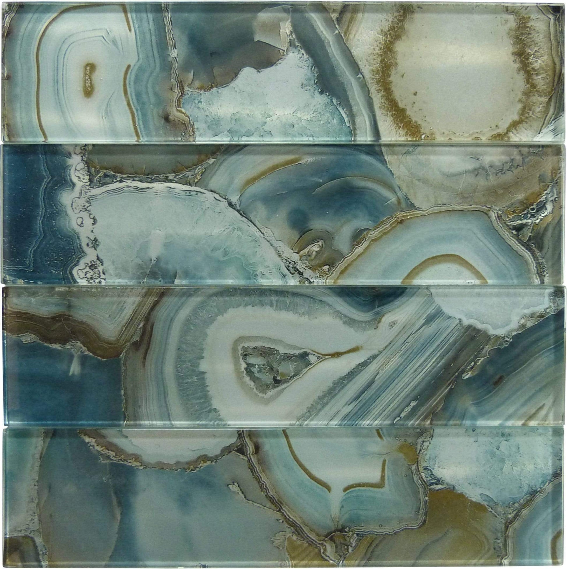 Magical Forest Crystal Lagoon Aqua 3" x 12" Glossy Glass Subway Tile Euro Glass