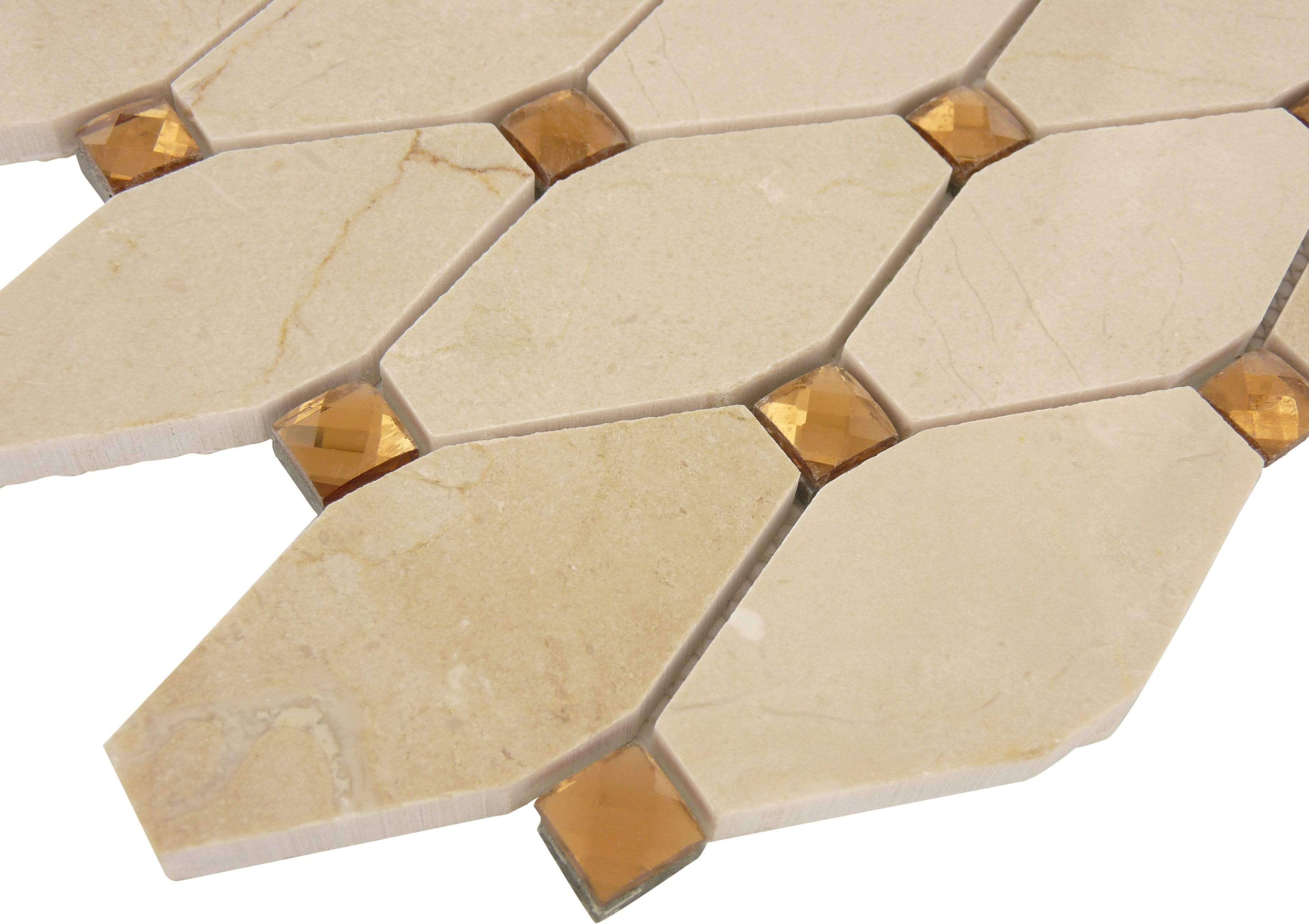 Imperial Royal Egret Beige Unique Shapes Polished Glass & Stone Tile Euro Glass