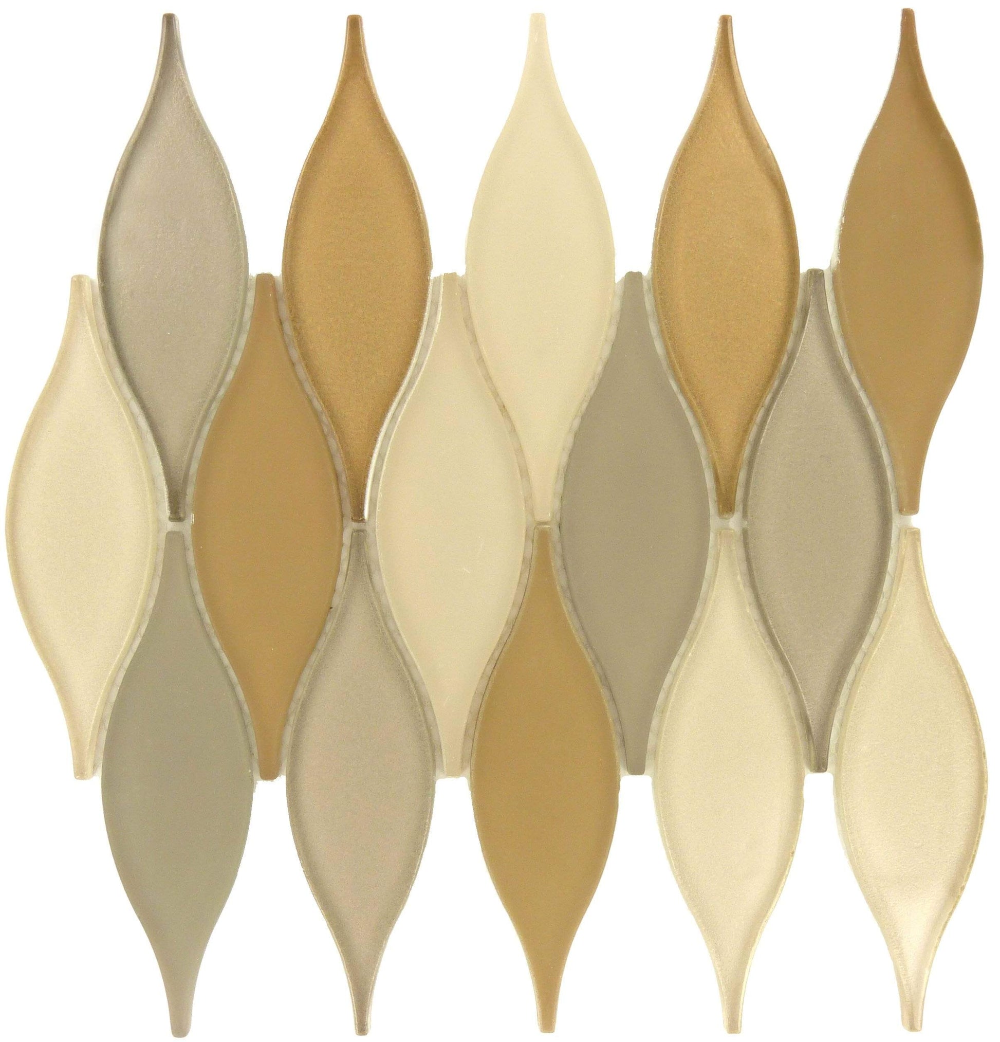 Seaside Cliffs Unique Shape Cream/Beige Glossy & Frosted Glass Tile Euro Glass