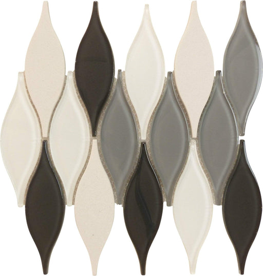 Ascot Grey Unique Shape Grey Glossy Glass and Stone Tile Euro Glass