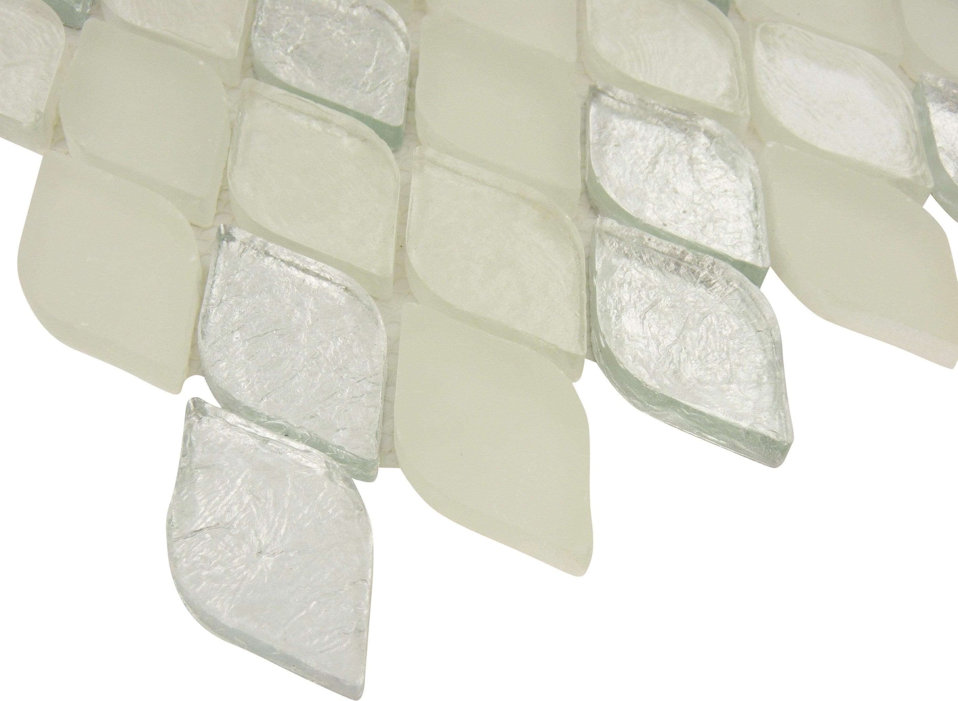 Misty Water Leaf Silver Glossy and Frosted Glass Tile Euro Glass