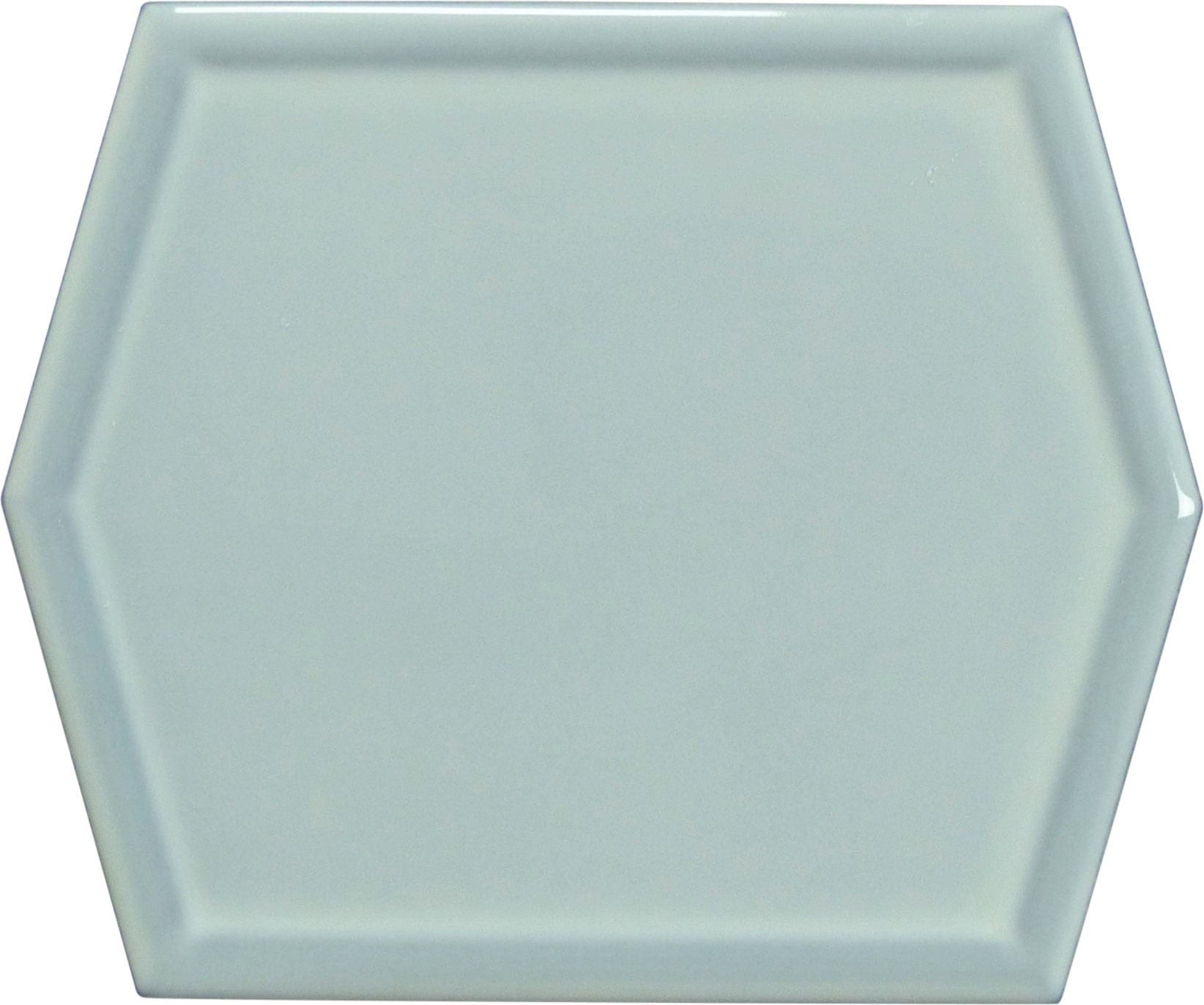 Vague Sky Grey 5x6 Hexagon Glossy Ceramic Tile Euro Glass