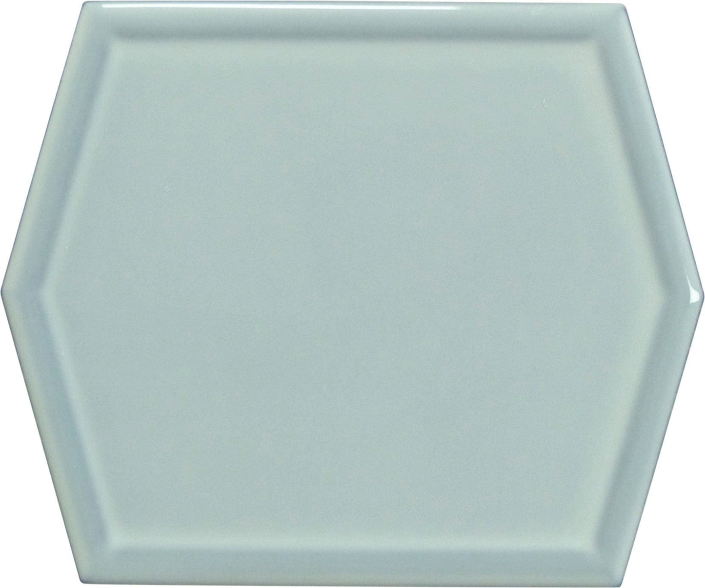 Vague Sky Grey 5x6 Hexagon Glossy Ceramic Tile Euro Glass