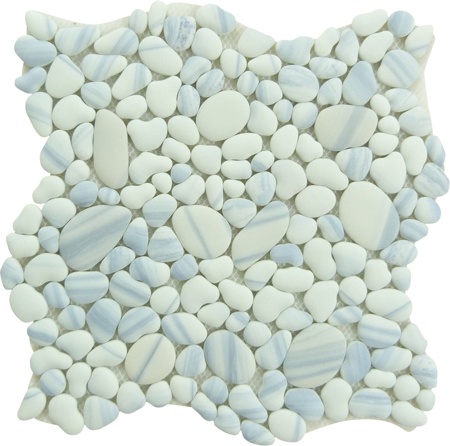 Vista Chino Maya Rain Blue Pebble Recycled Matte Glass Tile Euro Glass