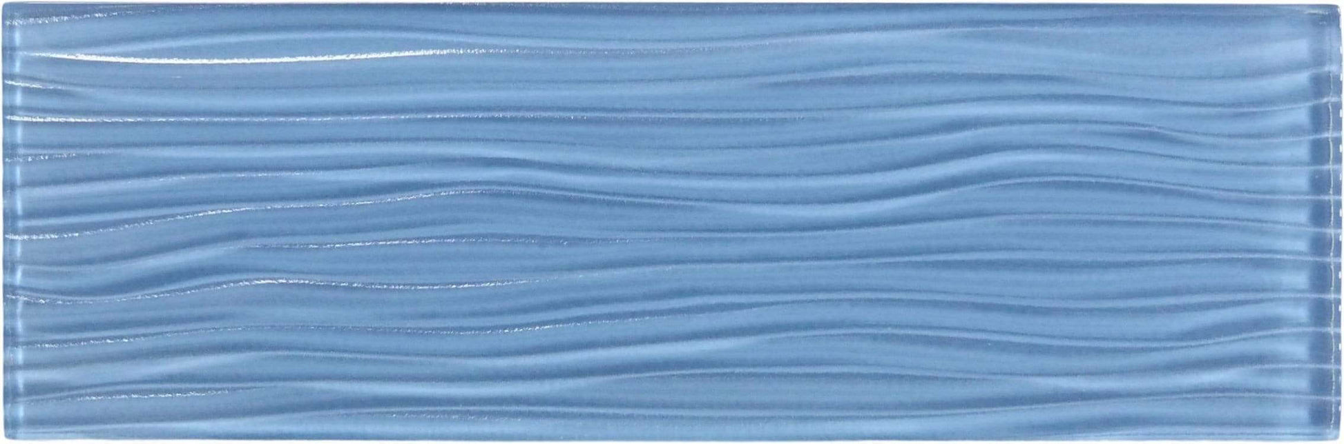 Pacific Ocean Blue Wave 4'' x 12'' Glossy Glass Subway Tile Euro Glass