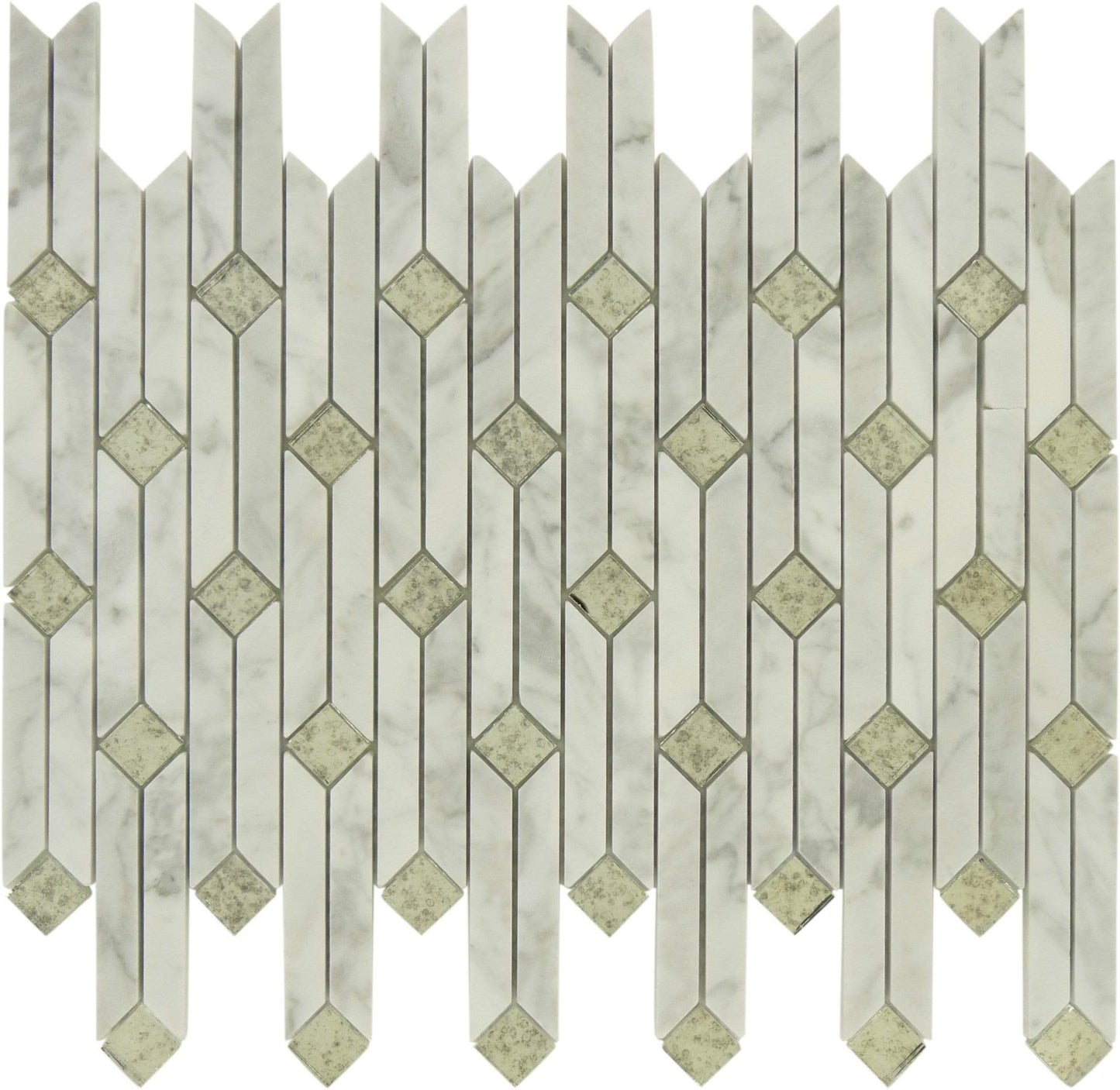 Xenias Belt White Glass & Stone Tile Euro Glass