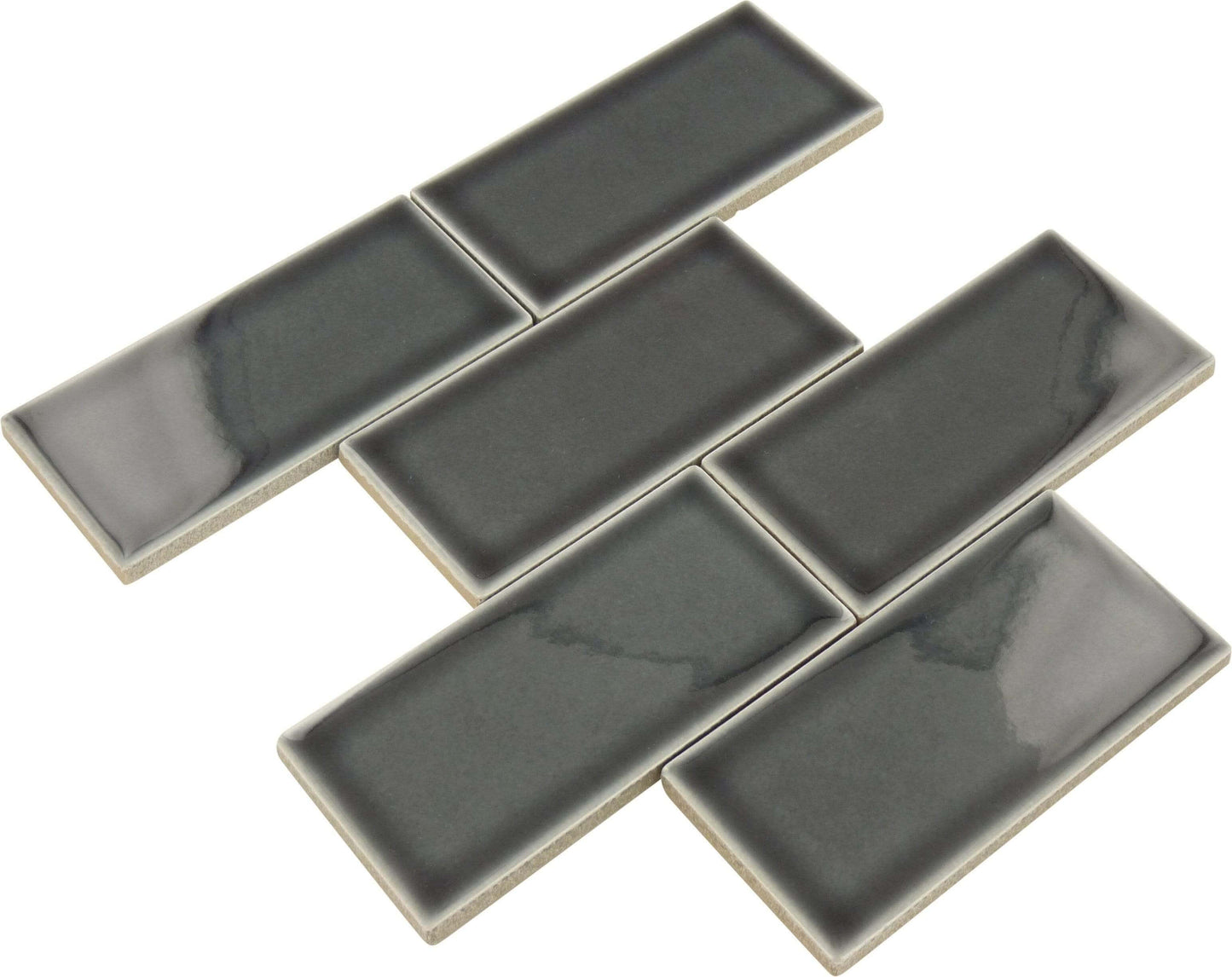 Orion Noir Decor 3" x 6" Glossy Porcelain Subway Tile Euro Glass