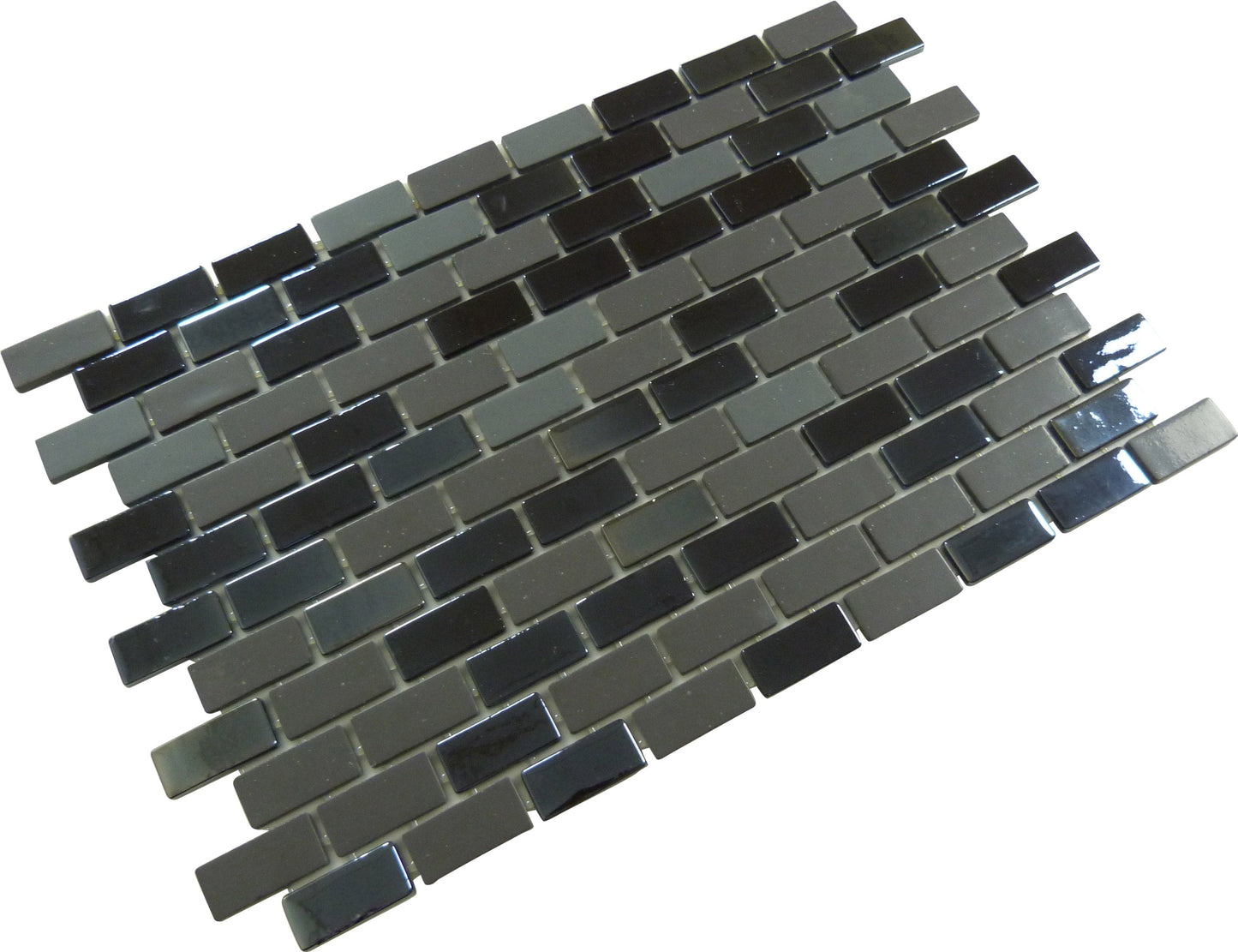 Subway Artistic Blend Sugar Black 1x2 Glossy & Matte Glass Tile Fusion